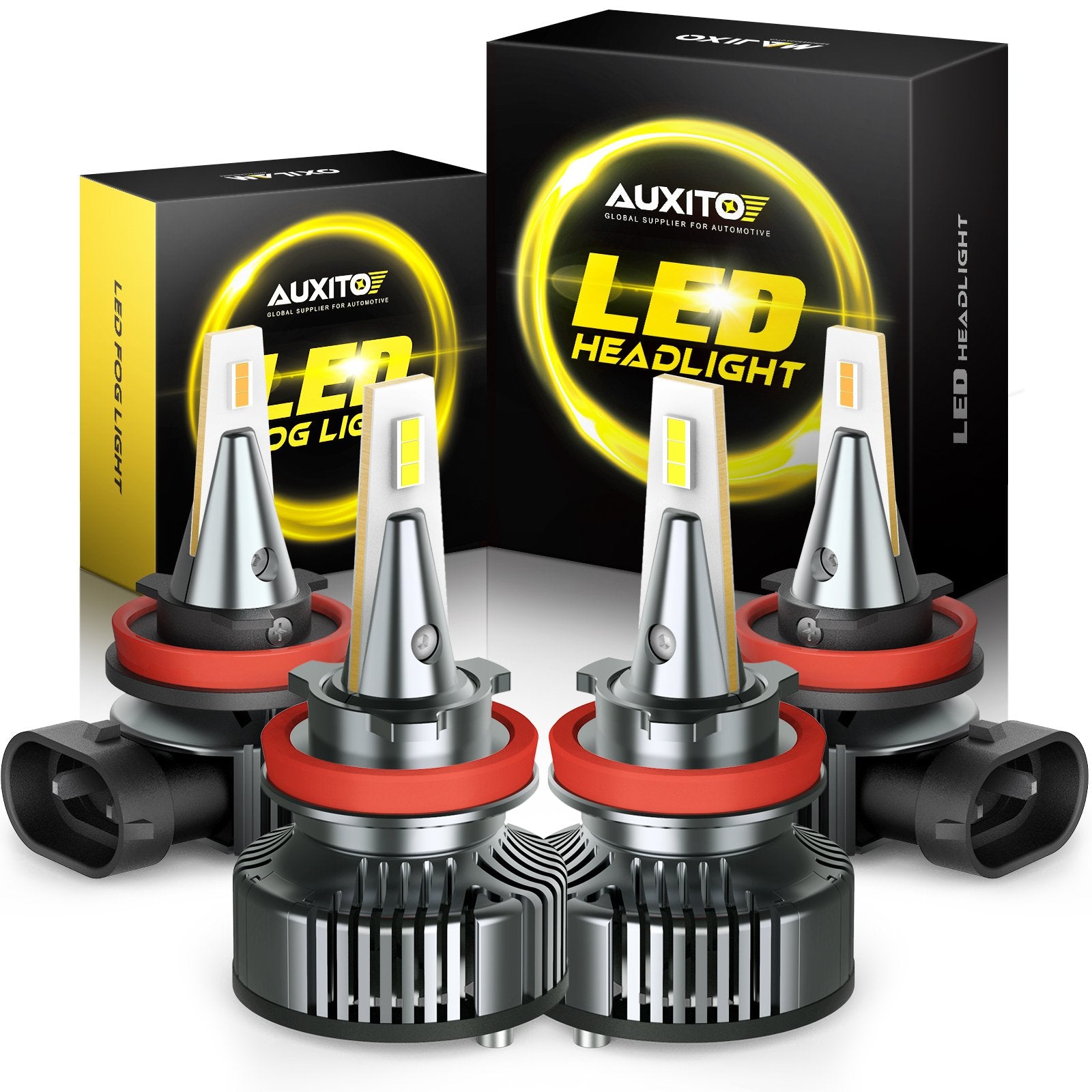 H8 H9 H11 LED Headlight Bulbs - High Beam & Low Beam 6500K White + H8 H11 H16 Fog Light Bulbs 6000K White Combo Kit - Perfect for Cars, Trucks, SUVs & Off-Road Vehicles