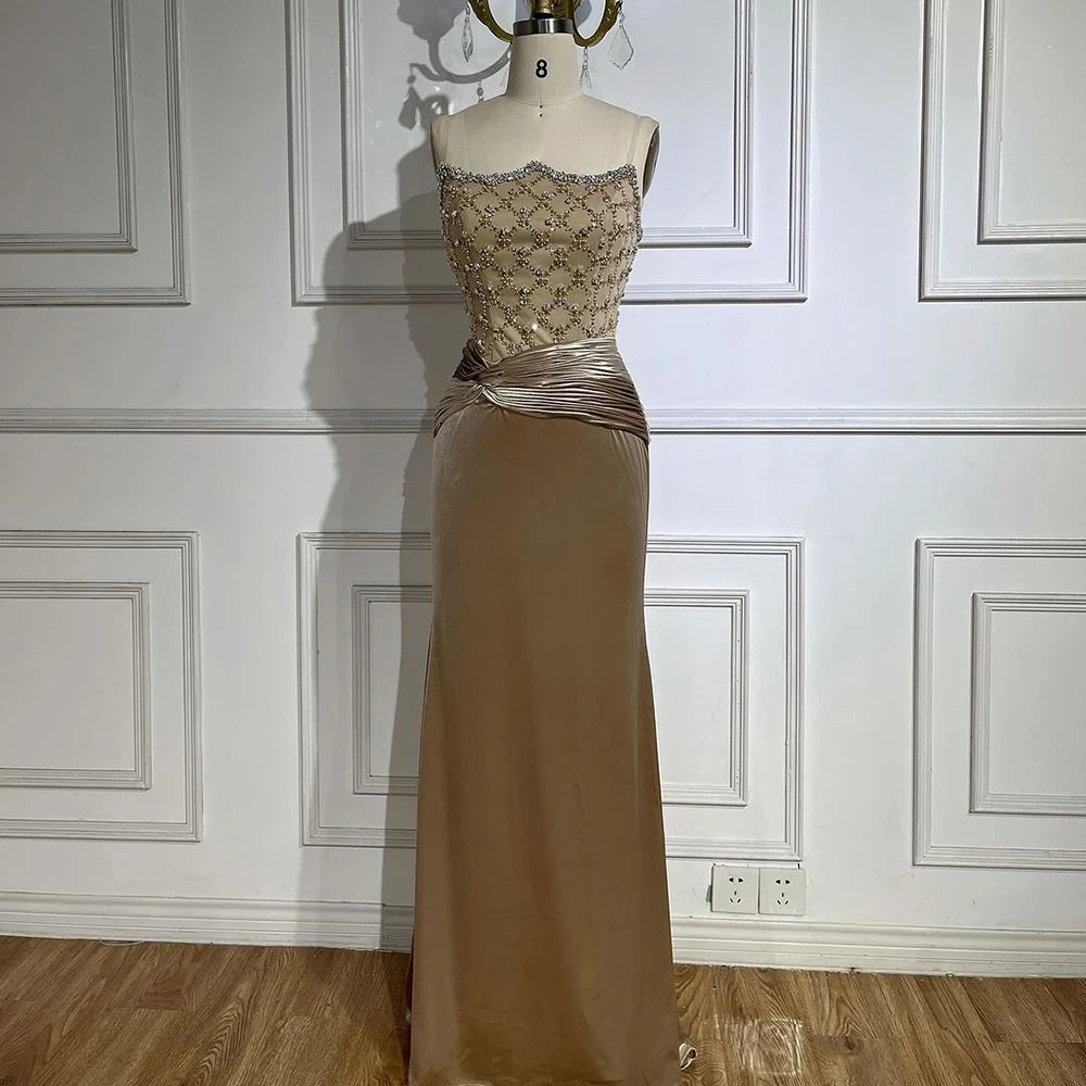Serene Hill Velvet Mermaid Gown - Elegant Beaded Evening Dress for Women | Arabic Inspired Luxe Wedding Party Gown LA72327 | Perfect for Formal Events, Galas & Special Occasions