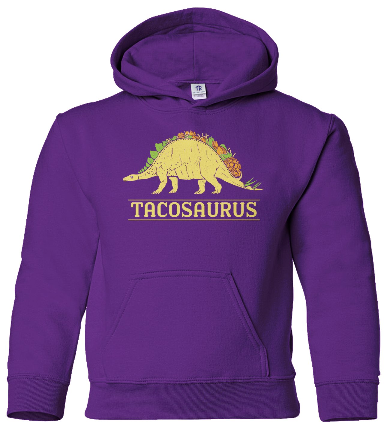 Threadrock Kids Tacosaurus Dinosaur Taco Print Hoodie Sweatshirt - Cute Dino Graphic Pullover for Boys & Girls - Perfect for School, Playdates & Family Outings