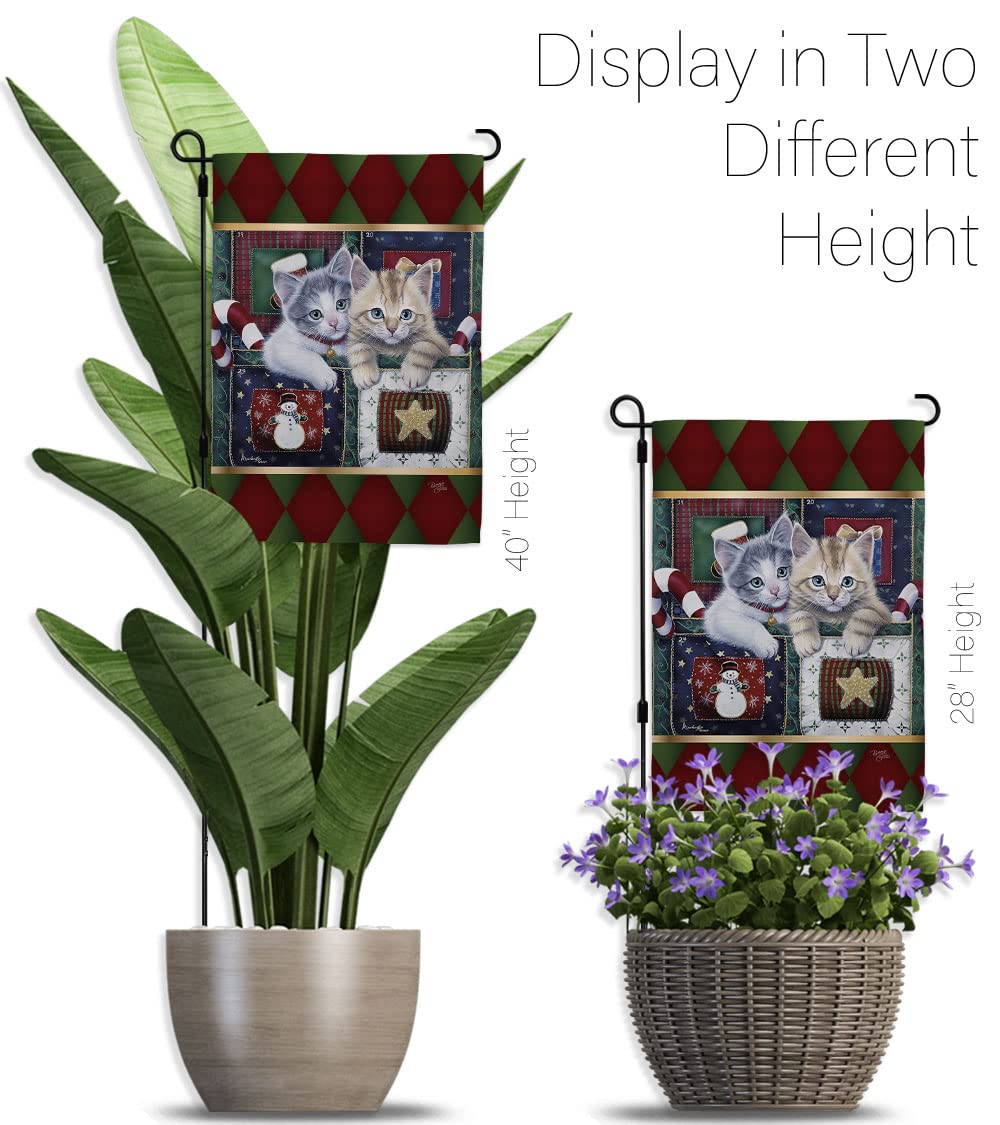Winter Christmas Calendar Kittens Garden Flag Set 13x18.5