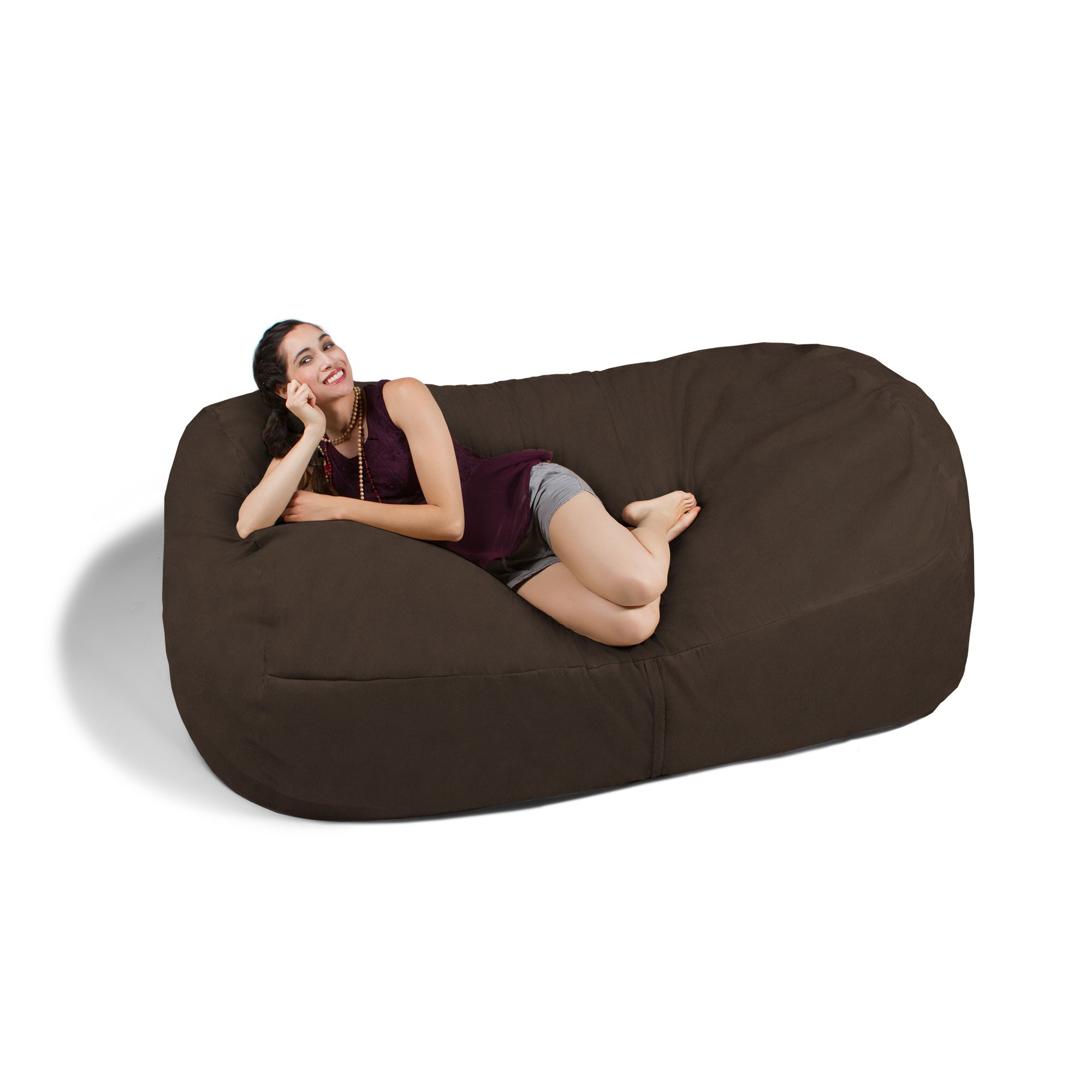 Jaxx 7 Foot Giant Bean Bag Sofa - Oversized Memory Foam Chair in Chocolate Brown | Perfect for Living Room, Game Room & Dorm Relaxation