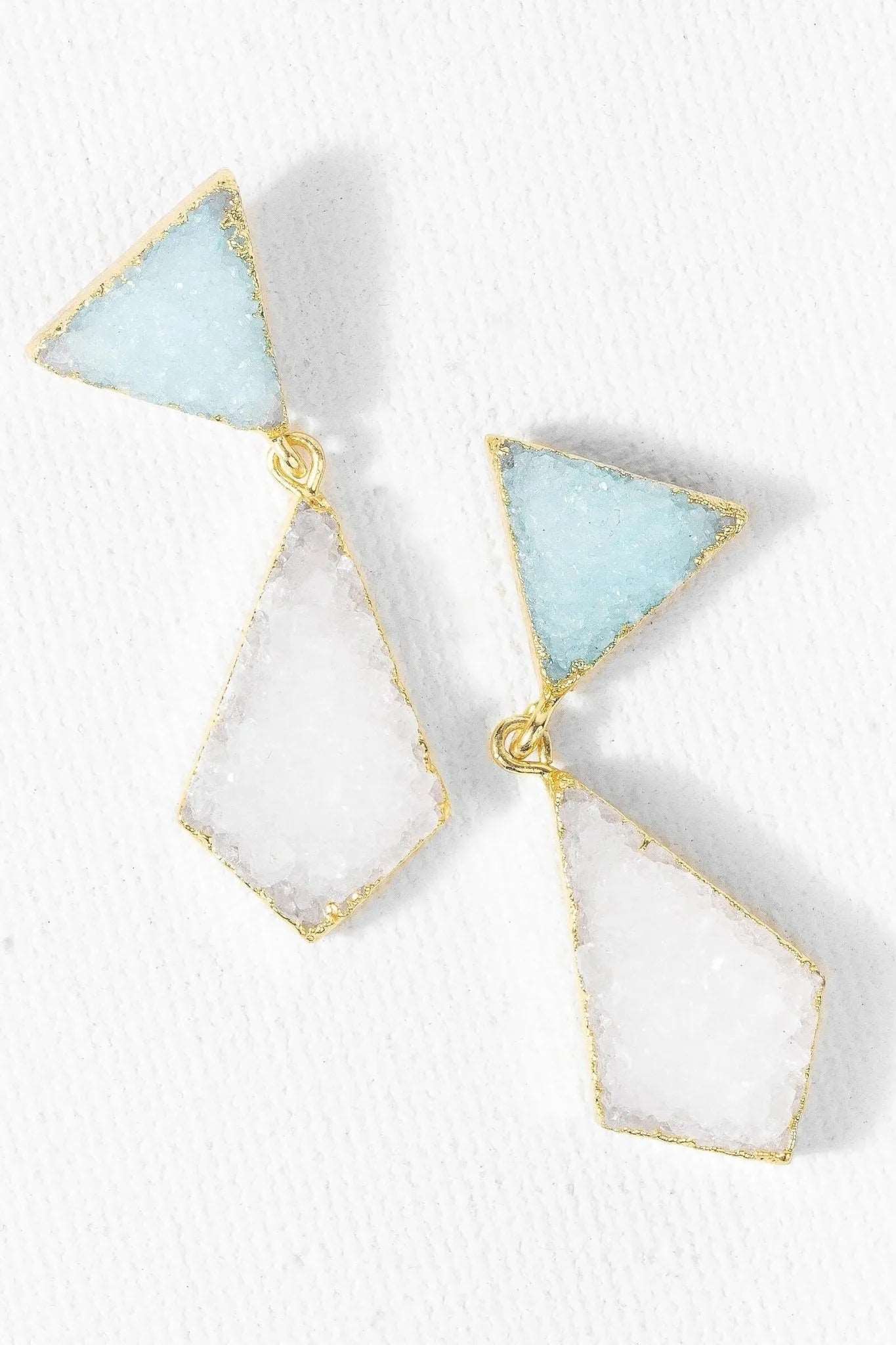 Geometric Druzy Drop Earrings for Women - Elegant Handmade Crystal Dangle Earrings - Perfect for Parties, Weddings & Everyday Wear