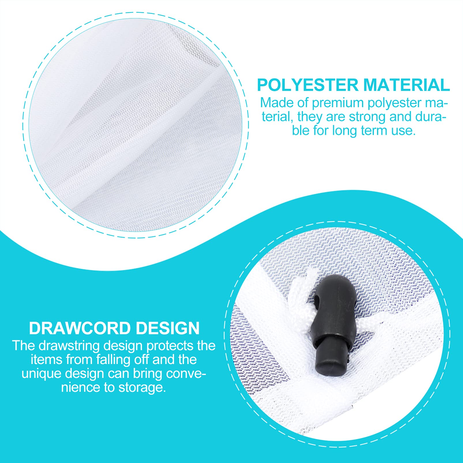 SOLUSTRE 4-Pack Fine Mesh Laundry Bags for Delicates, Lingerie & Travel Toiletries - White Polyester Drawstring Washing Bags for Gentle Garment Care (Perfect for Travel, Gym & Hand Wash)
