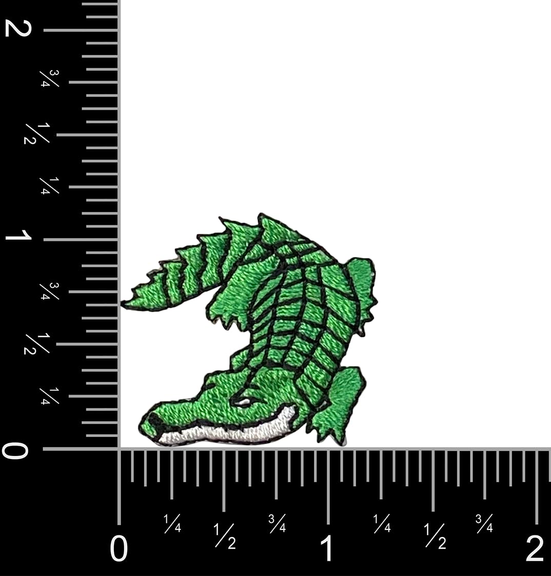Green Alligator Embroidered Iron-On Patch for DIY Clothing, Hats & Bags – Perfect for Customizing Jackets, Backpacks & Denim