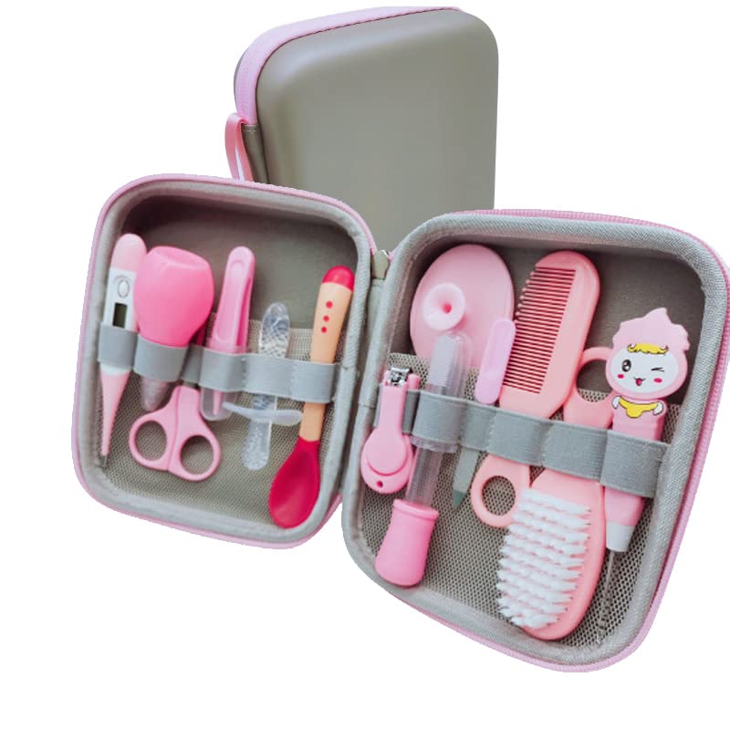 14-Piece Baby Grooming Kit with Nail Clippers, Comb, Brush & Scissors - Portable Newborn Care Set for Girls & Boys | Perfect Baby Shower Gift & Nursery Essentials (Pink) | Ideal for Infant Hygiene, Travel & Daily Care