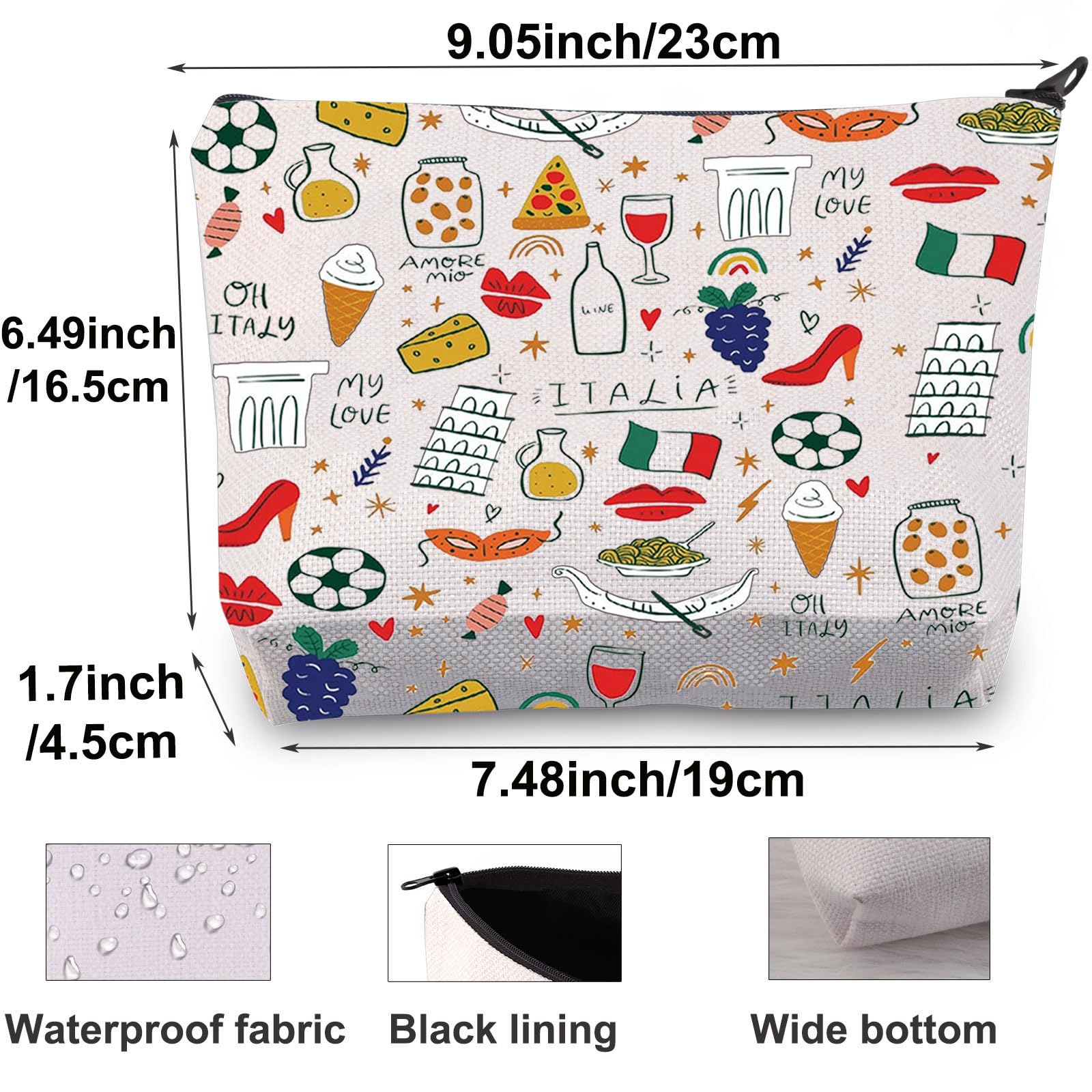 Italian Cosmetic Makeup Bag - Travel Organizer with Zipper Pouch for Women | Perfect Italy-Themed Gift for Makeup Lovers | Great for Travel, Home Storage & Daily Essentials