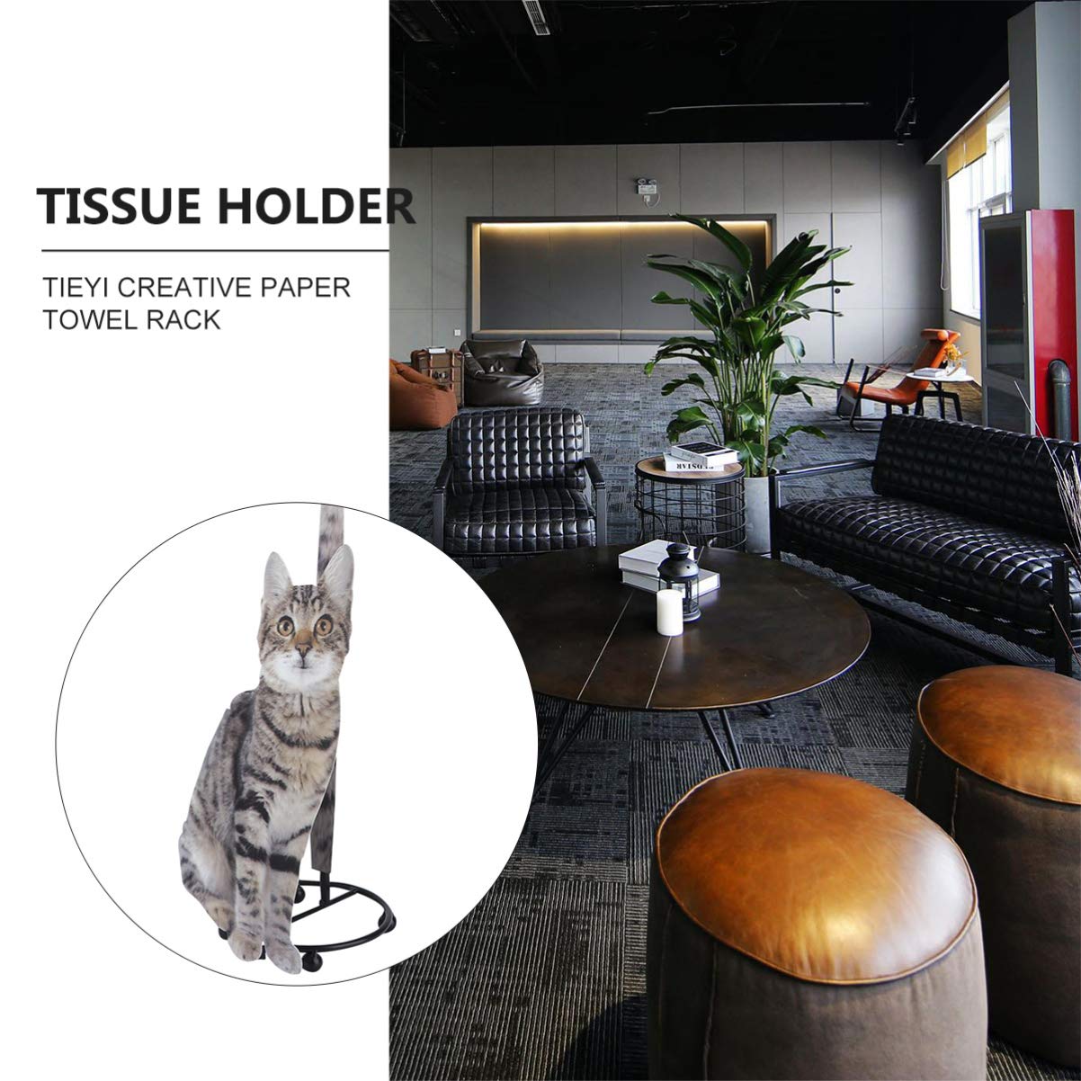 DOITOOL Cast Iron Cat Napkin Holder - Grey Freestanding Paper Towel Dispenser & Tissue Stand for Countertop, Dining Table - Perfect for Kitchen, Restaurant, and Home Decor