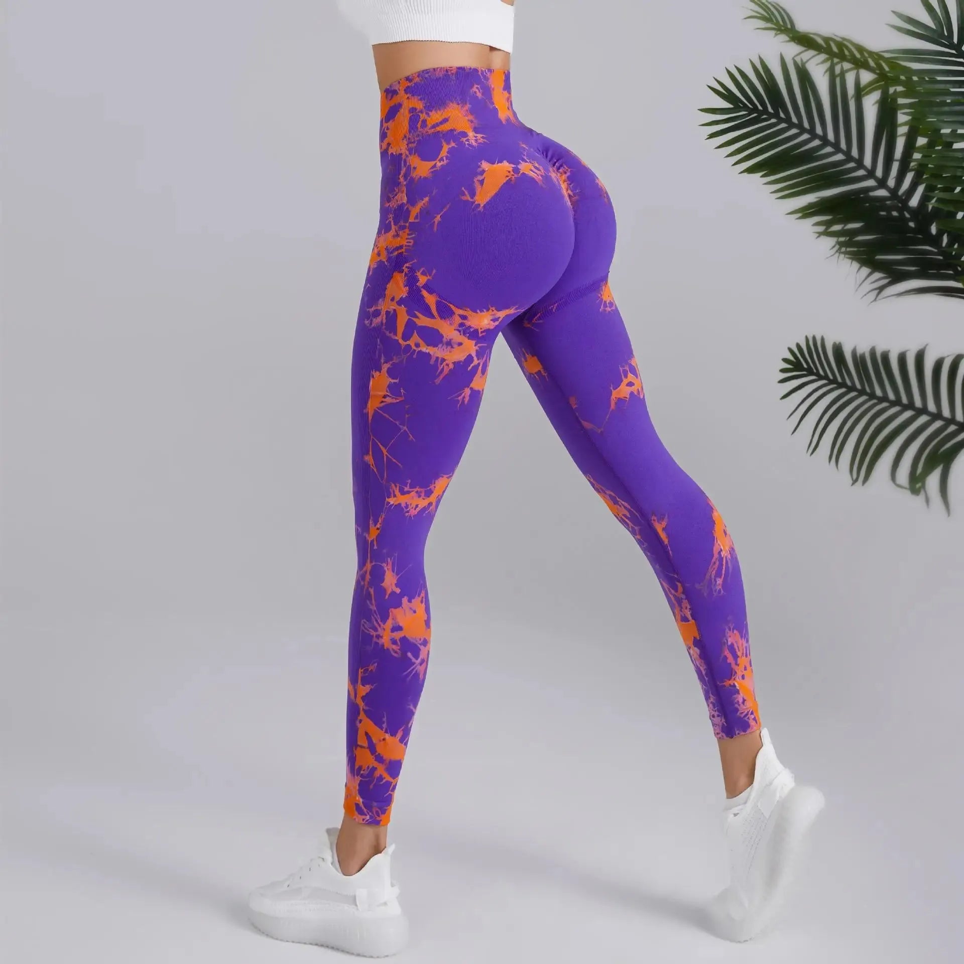 Seamless Peach Yoga Pants for Women - Dual Color Tie Dye High Waist Sports Leggings with Hip Lifting Design | Perfect for Running, Fitness & Gym Workouts | Comfortable Workout Clothes for Yoga, Pilates & Lounge Wear