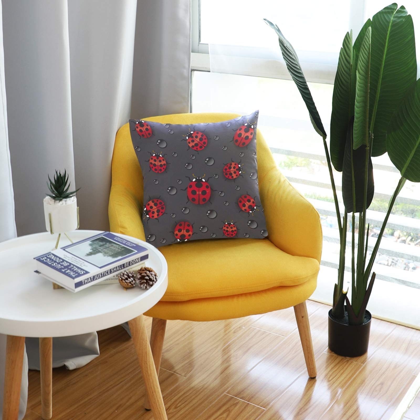 Red Ladybugs Decorative Throw Pillow Covers 18x18 Inch - Square Farmhouse Style Cushion Cases for Sofa, Couch, Bed & Home Decor | Perfect for Living Room, Nursery & Outdoor Use