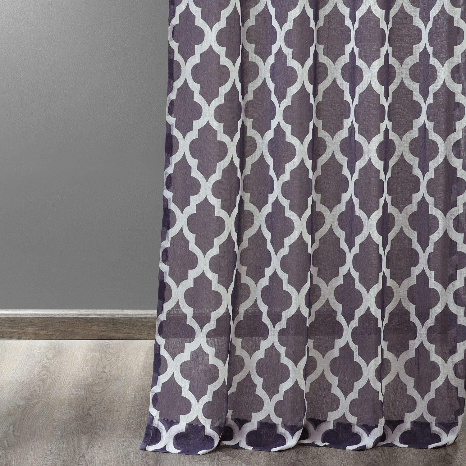 Birmingham Mulberry Geometric Grommet Printed Sheer Curtains - Elegant Window Treatments for Living Room, Bedroom & Home Decor