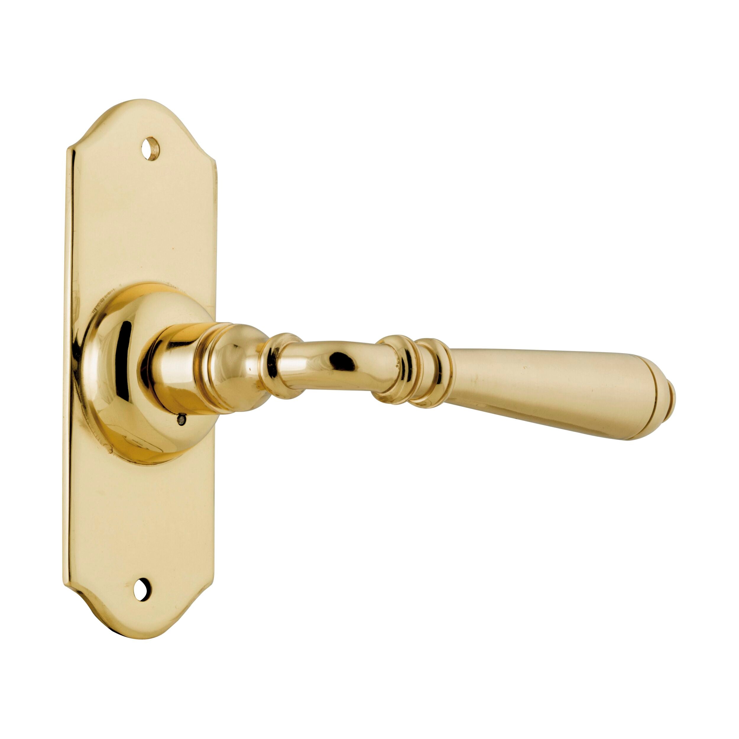 Polished Brass 0773 Door Lever Reims Latch Pair - 110mm x 40mm x 70mm (HxWxD) - Perfect for Interior Doors, Bedrooms & Office Spaces