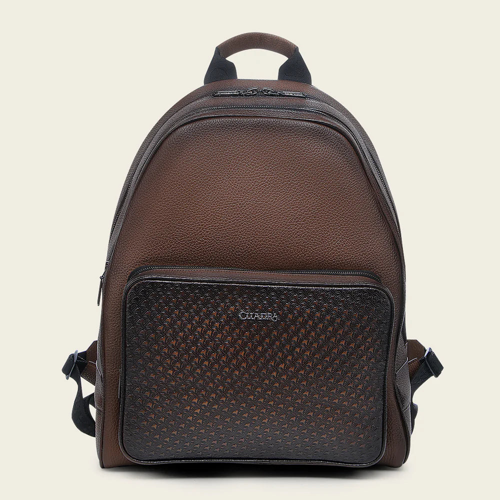 BOC29RS Genuine Cowhide Casual Backpack for Men & Women - Stylish Honey Leather Rucksack for Travel, Work & Daily Use