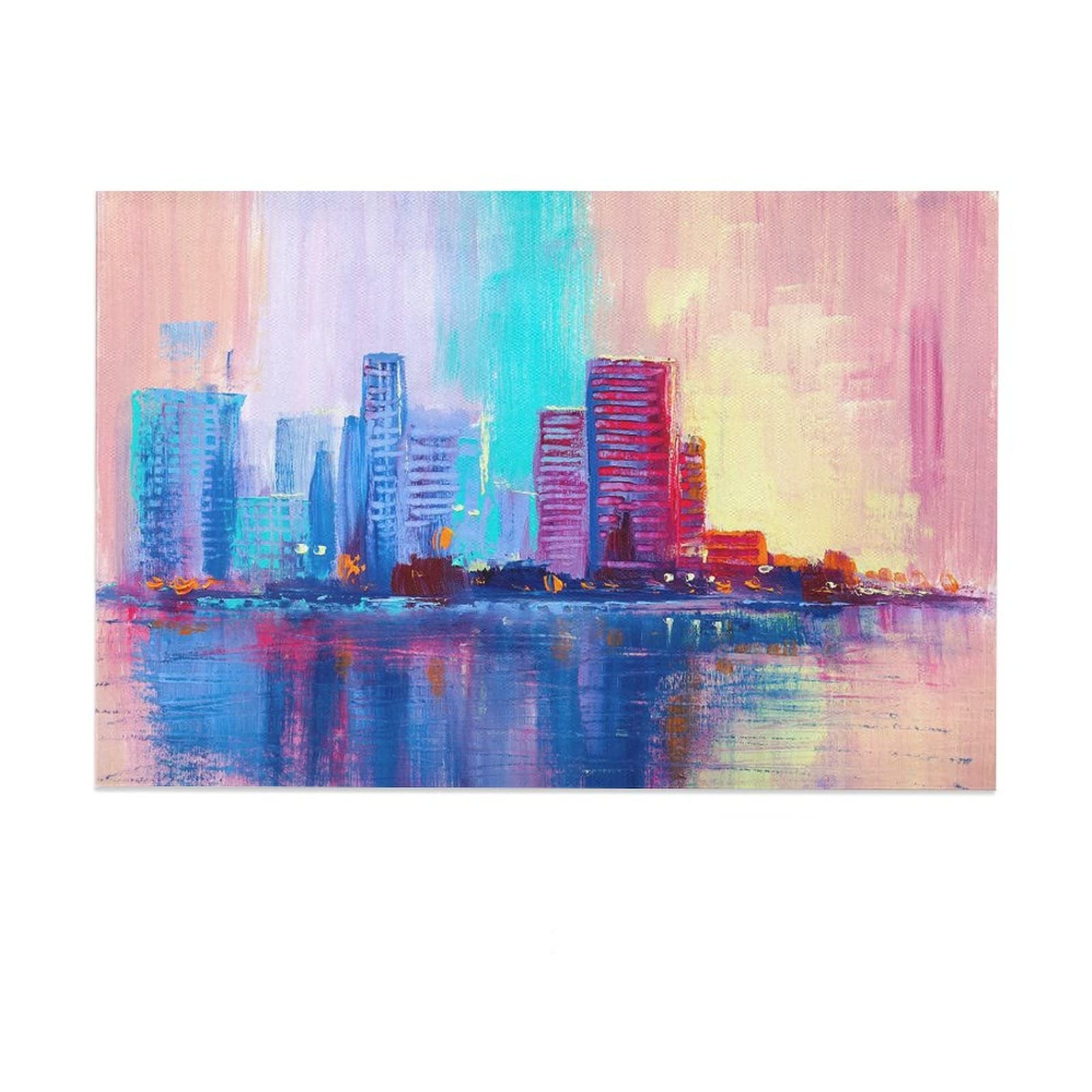 Skyscraper Cityscape Canvas Wall Art - Modern Office & Bedroom Decor - 12x18 Inch (30x45cm) Framed Painting for Living Room, Gift for Sports Fans - Perfect for Urban Home & Workspace Decorations