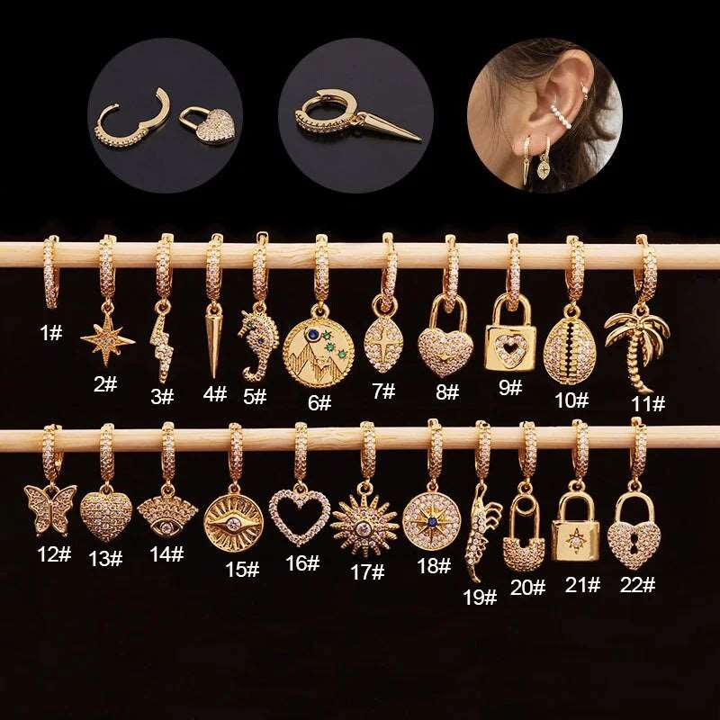 18K Gold Hoop Earrings for Women - Dangle Huggie Earrings Set, Boho Chic Hoop Earrings Jewelry | Perfect for Wedding, Party & Everyday Wear | HSPJ266