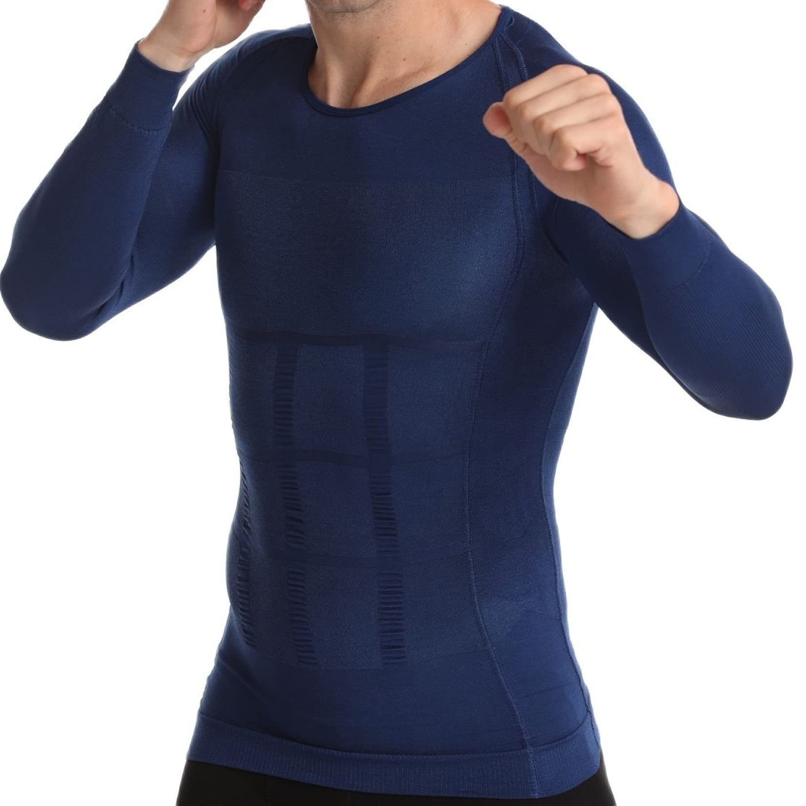 EBRICON Men's Body Shaper Shirt - Long Sleeve Compression Corset Top for Fat Burning, Abdomen & Chest Slimming - Weight Loss Vest for Workout, Gym & Everyday Wear