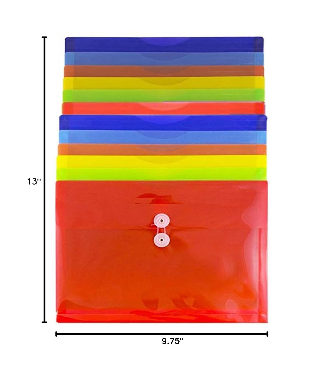 JAM PAPER Plastic Envelopes with Button Closure - 9.75x13 Inch - 12 Pack for Letters & Booklets