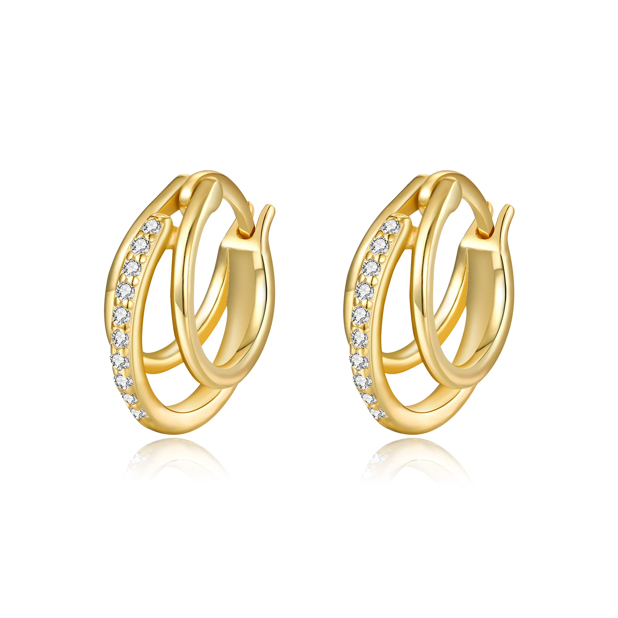 925 Sterling Silver Hoop Earrings for Women | Cubic Zirconia Huggie Earrings | Hypoallergenic Tiny Hoops | Perfect for Everyday Wear, Office & Special Occasions