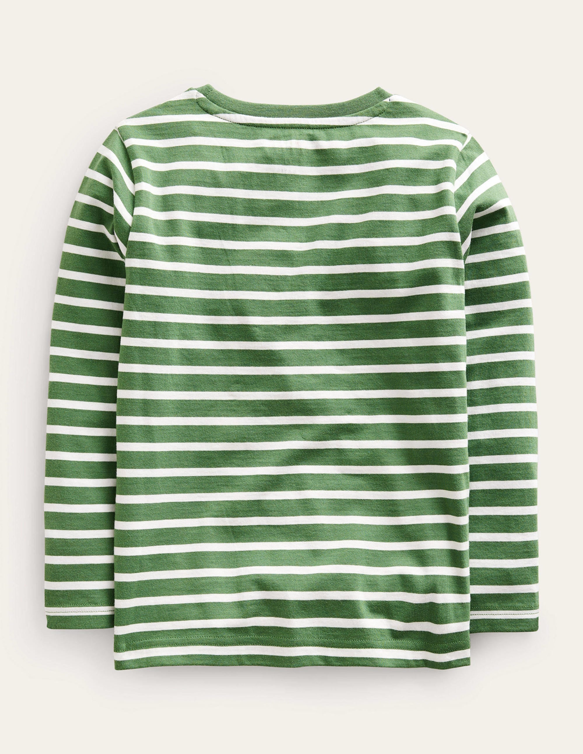 Breton Appliqué T-Shirt in Safari Green & Ivory - Casual & Stylish Top for Women's Everyday Wear