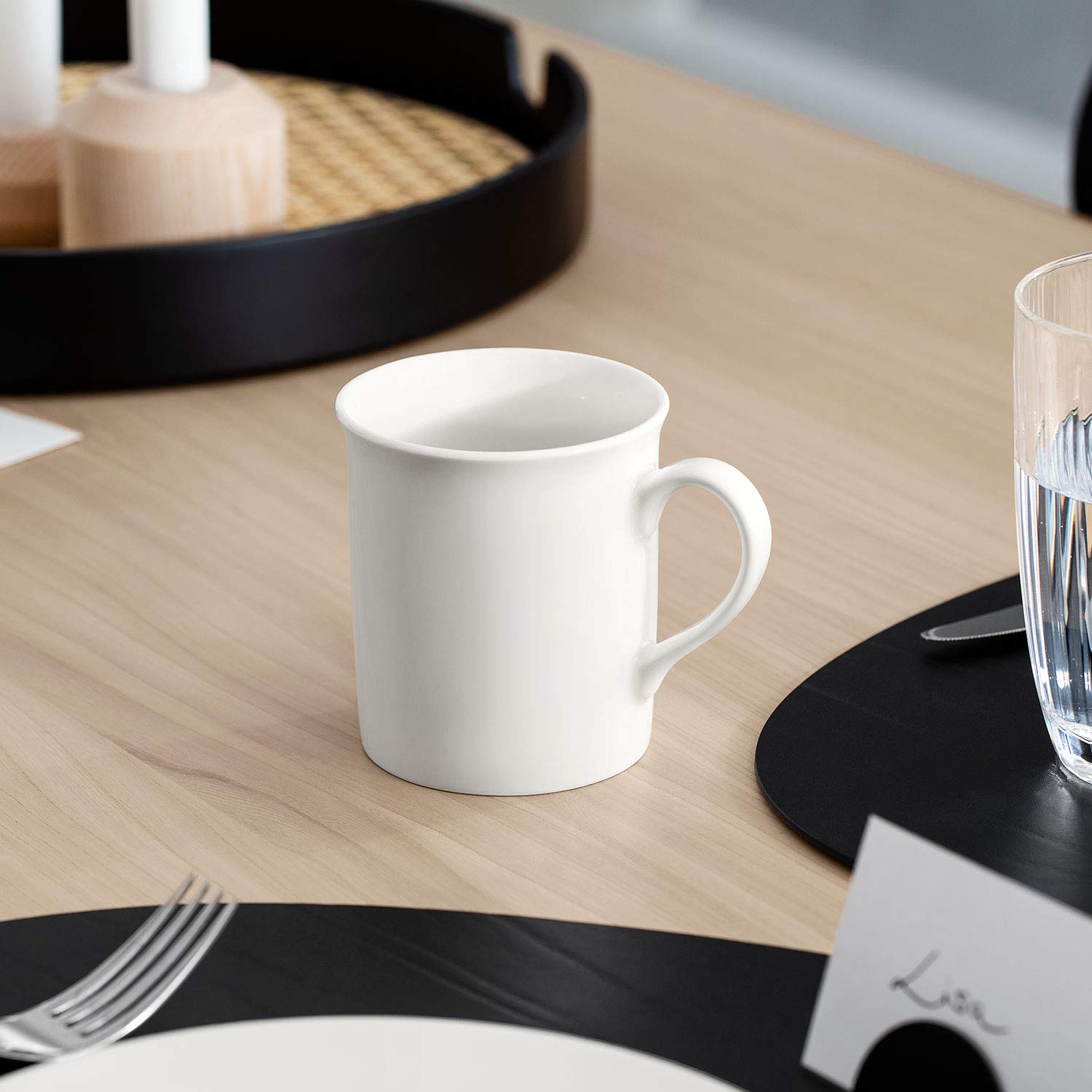 Premium Villeroy & Boch Twist Porcelain Coffee Mugs Set of 6 - Elegant White 300ml Cups, Dishwasher Safe for Daily Use - Perfect for Home, Office & Gifts