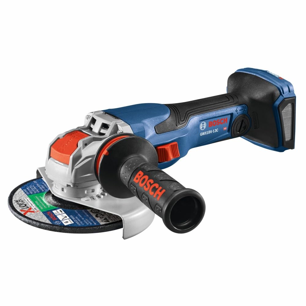 BOSCH GWX18V-13CN PROFACTOR™ 18V X-Lock Cordless Angle Grinder - 5-6 Inch Slide Switch Bare Tool for Metal Cutting, Concrete Grinding & DIY Projects