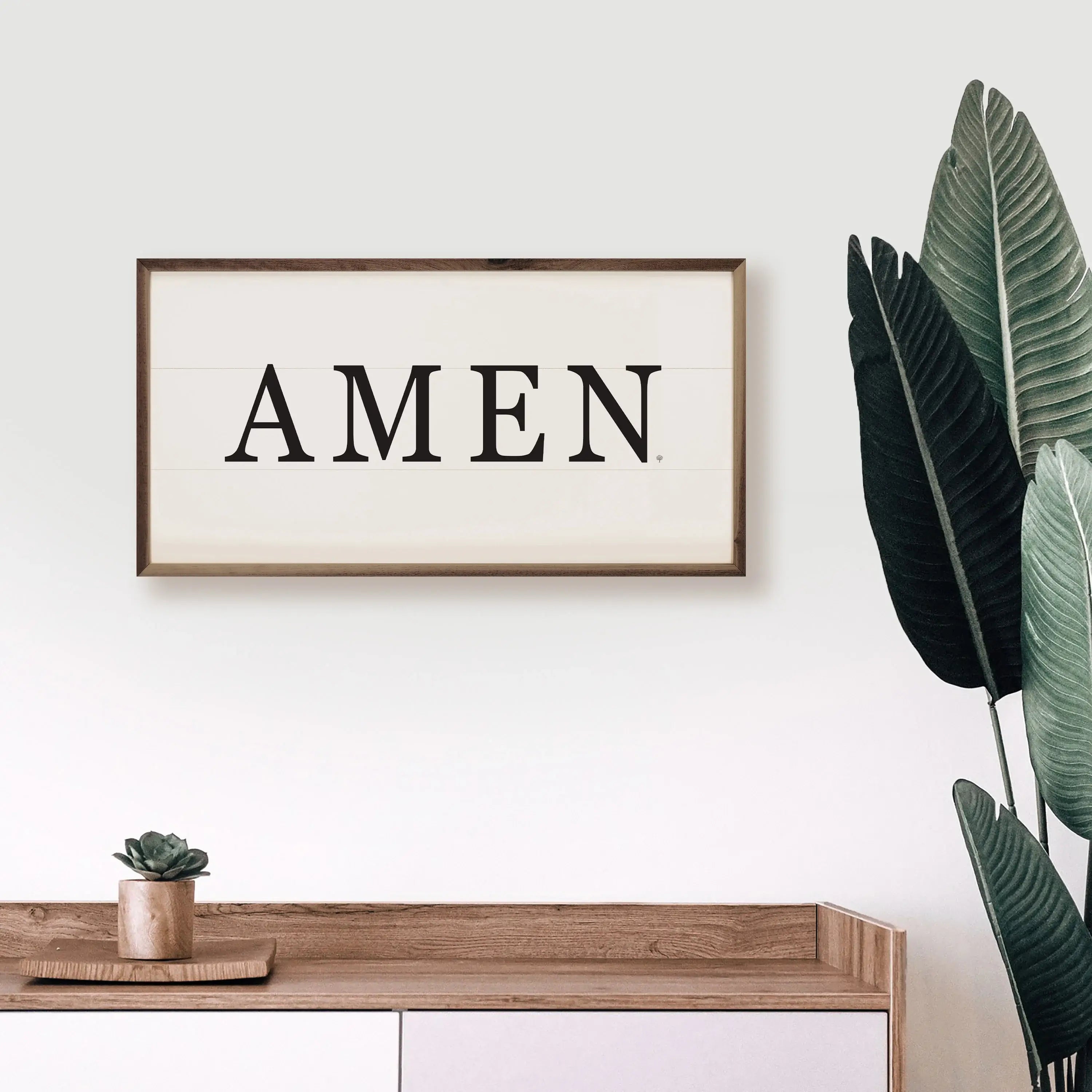 Amen Wood Framed Print - Inspirational Wall Art Decor for Home, Office & Church - Perfect for Living Room, Bedroom & Prayer Space