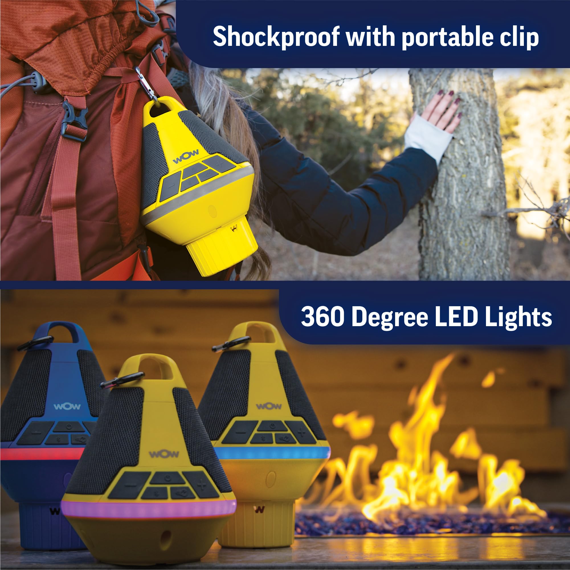 WOW Sports World of Watersports Floating Bluetooth Speaker with LED Lights & Cup Holder - Waterproof Wireless Speaker for Pool, Boat & Beach Parties (Yellow, Model 19-9000)