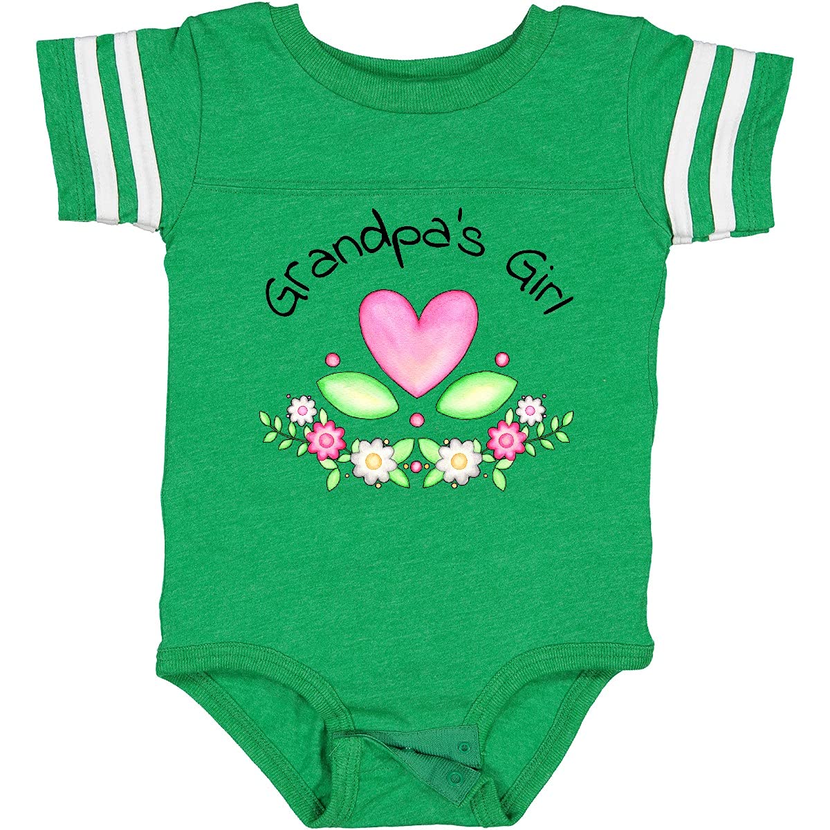 Inktastic Grandpa's Girl Heart Flowers Baby Bodysuit - Cute Floral Outfit for Granddaughter, Infant & Toddler Girls, Soft Cotton Onesie for Family Photos, Holidays & Special Occasions