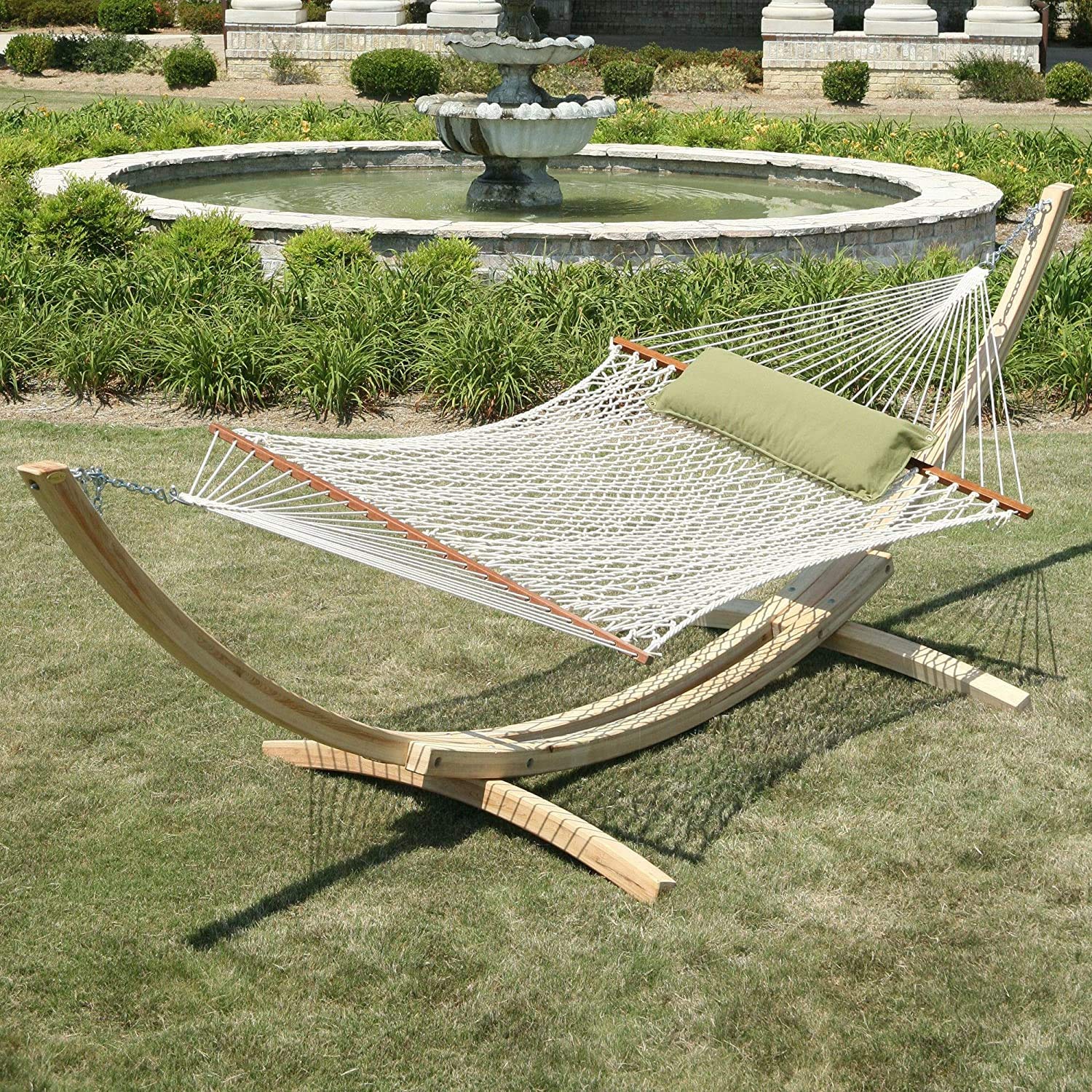 Premium Handcrafted Duracord Rope Hammock - Hatteras DC-15OT Executive Oatmeal - 450 LB Capacity for 2 People - 13 ft x 65 in - Includes Free Extension Chains & Tree Hooks - Made in USA - Perfect for Backyard Relaxation, Camping & Beach Vacations
