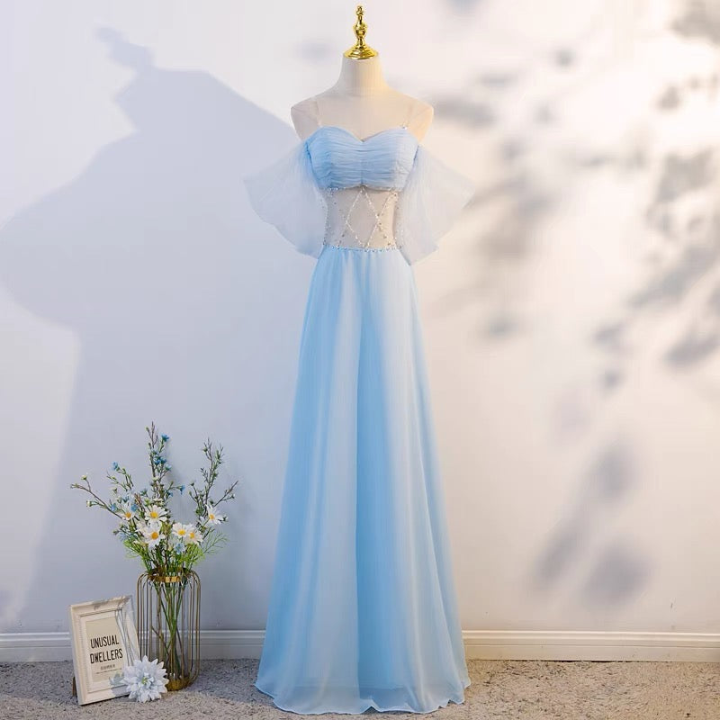 Elegant Off-The-Shoulder A-Line Chiffon Long Prom Dress J3189 - Perfect for Formal Dances, Evening Gala & Special Occasions
