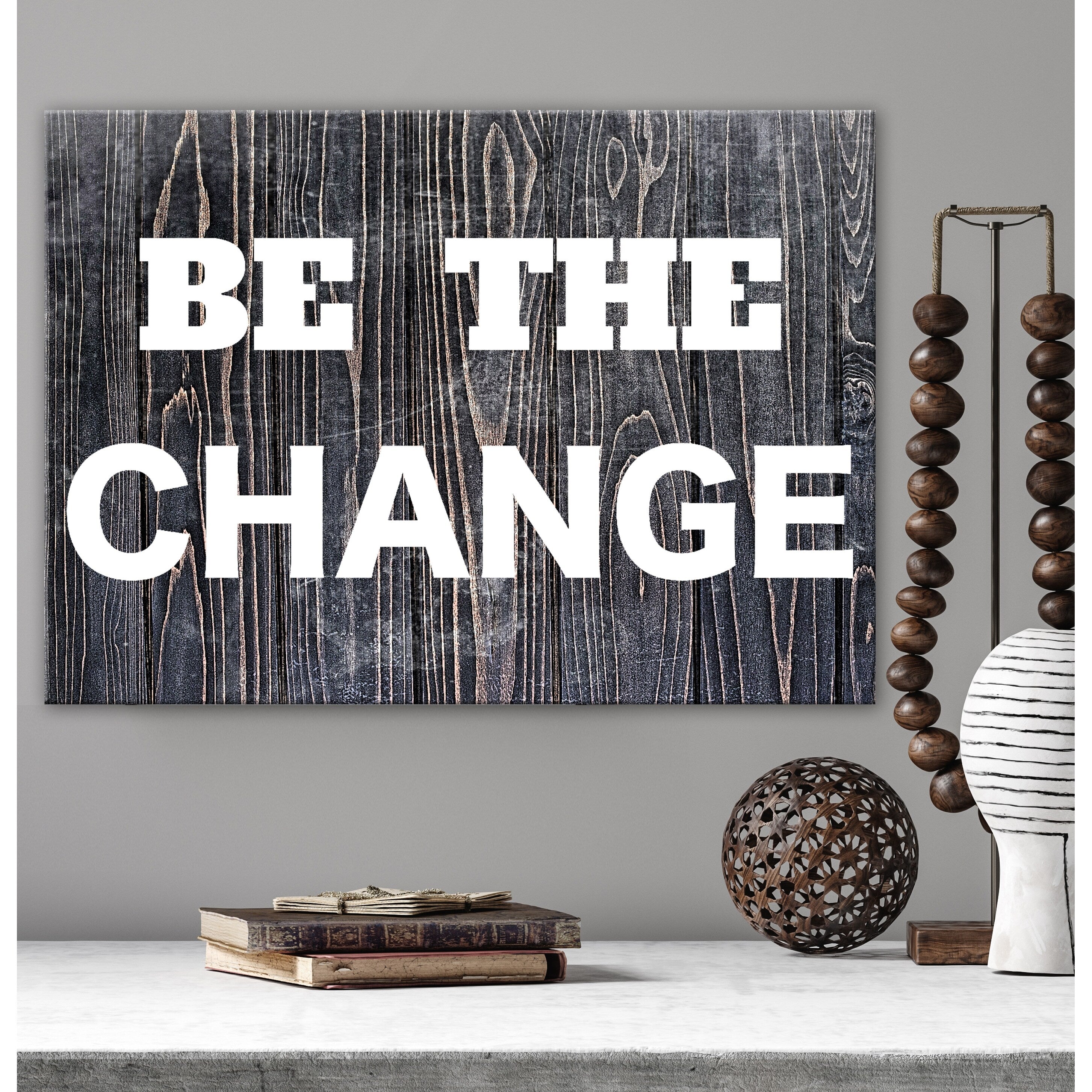 Be the Change Inspirational Gallery Wrapped Canvas Wall Art - Motivational Home Decor by Norman Wyatt - Perfect for Living Room, Bedroom & Office Decor