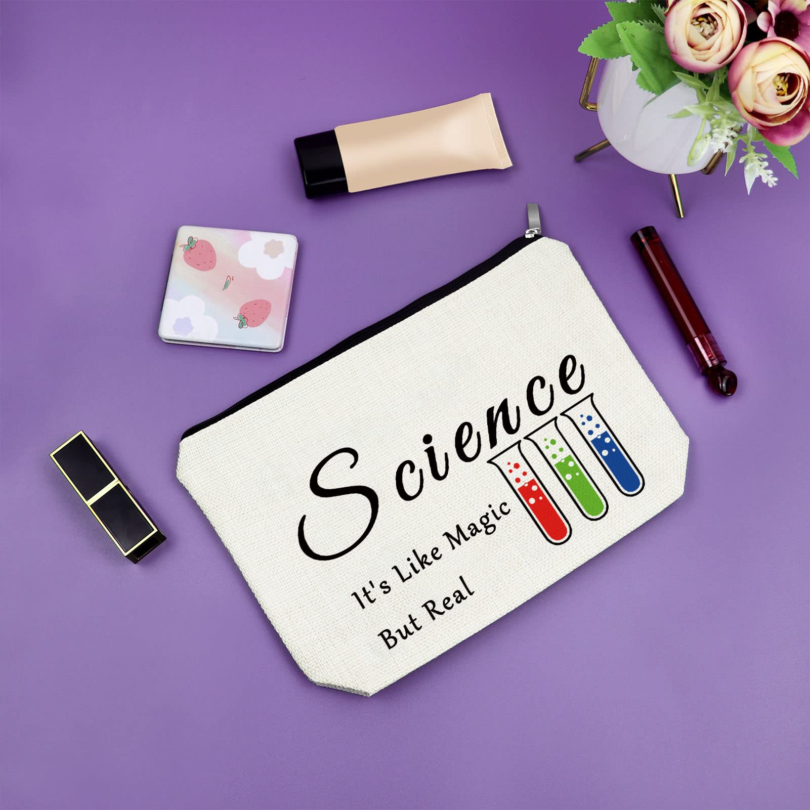 Premium Science-Themed Makeup Bag for Women - Perfect Gift for Teachers, Friends & Scientist Lovers - Cosmetic Organizer & Travel Pouch - Ideal for Graduation, Birthday & Christmas Presents - Great for Work, Travel & Daily Use