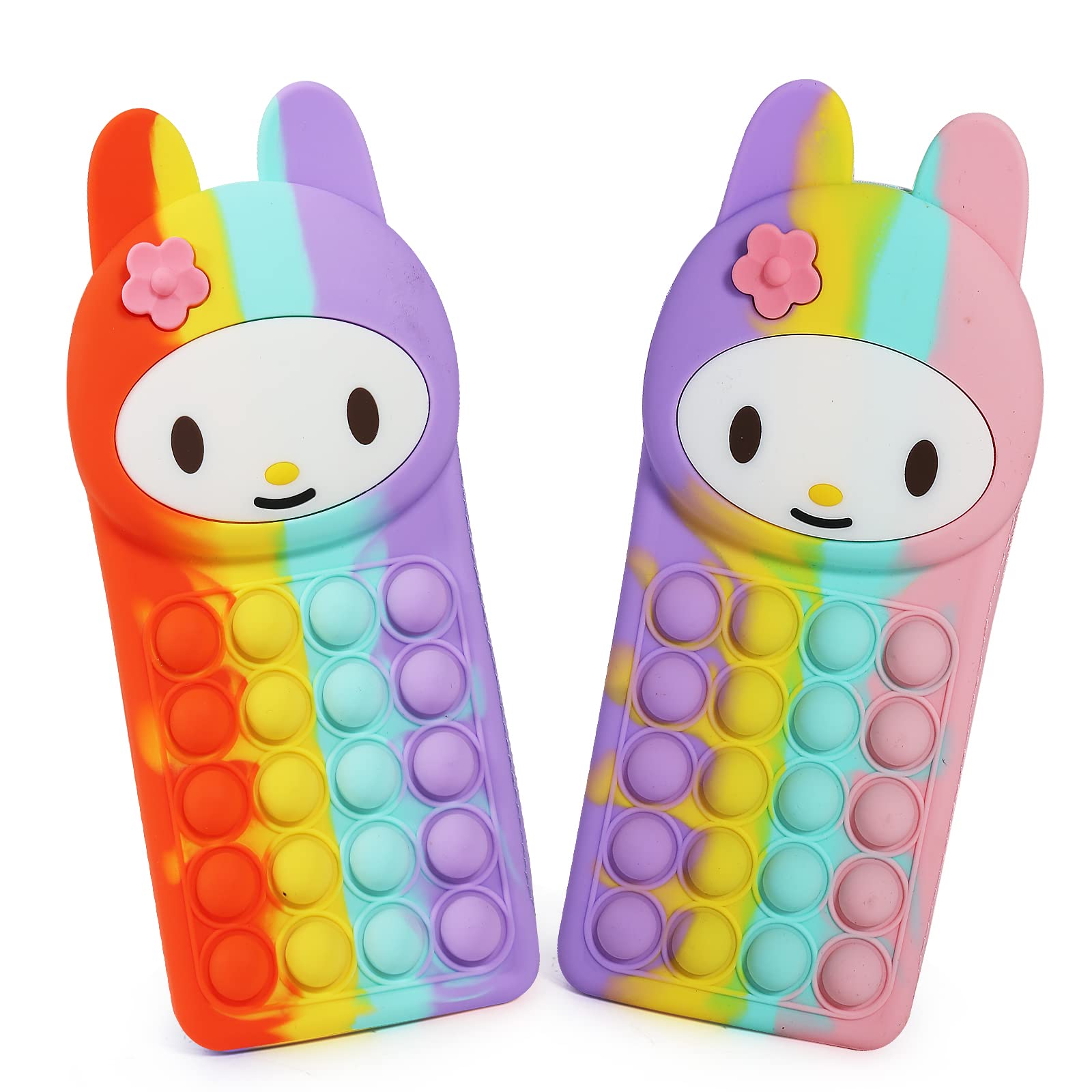 XHSHENG Pop Pencil Case - 2 Pack Cute Silicone Sensory Bubble Stationery Storage Bag for Kids & Office - Stress Relief Toy & School Supplies - Perfect for Classroom, Work Desk, and Travel Organization