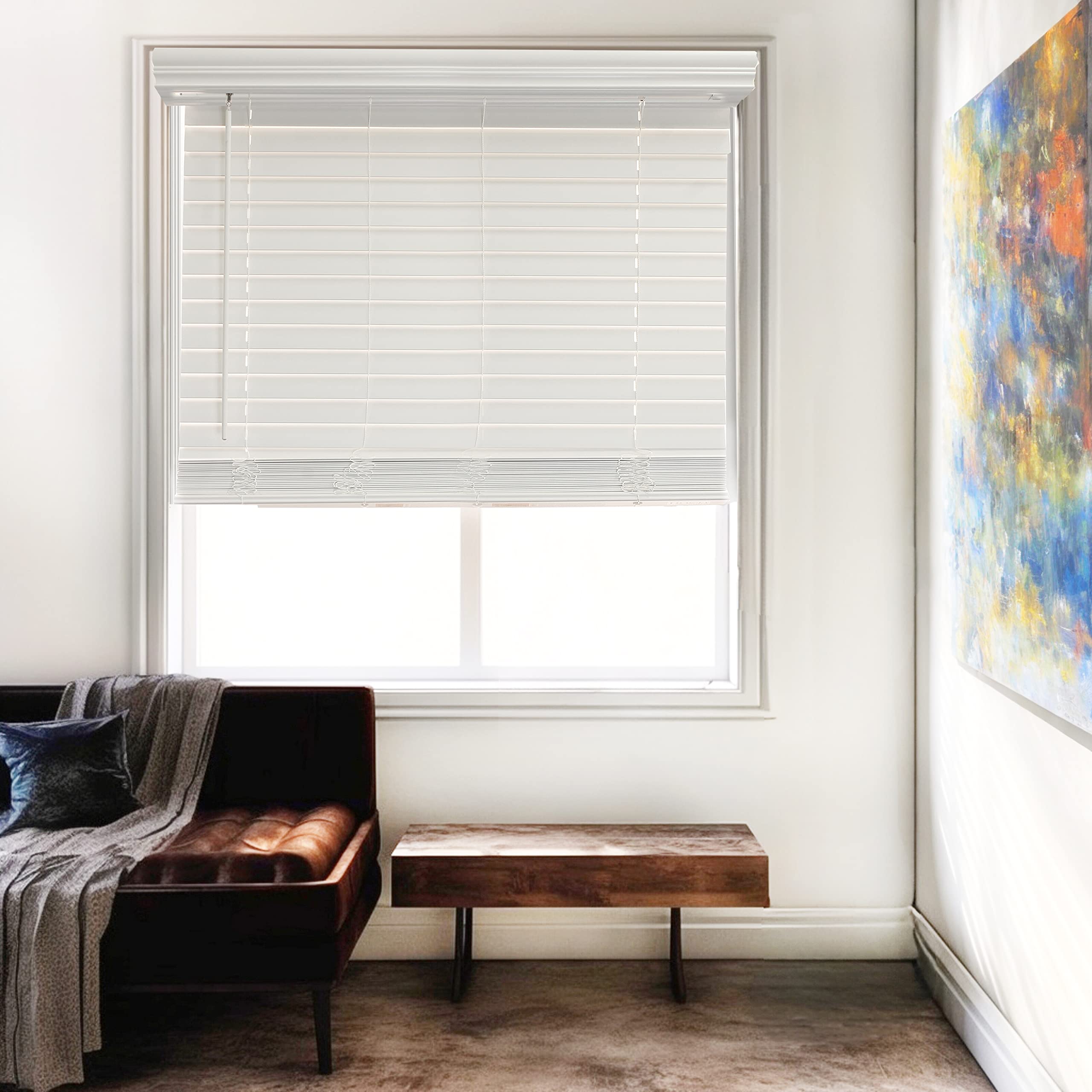CHICOLOGY Faux Wood Blinds for Windows - Premium Chelsea White Commercial Grade Window Shades (30.25