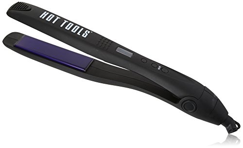 Hot Tools 1 Inch Digital Salon Flat Iron with Ceramic Plates - Professional Hair Straightener for Smooth, Shiny Hair at Home or Salon Use
