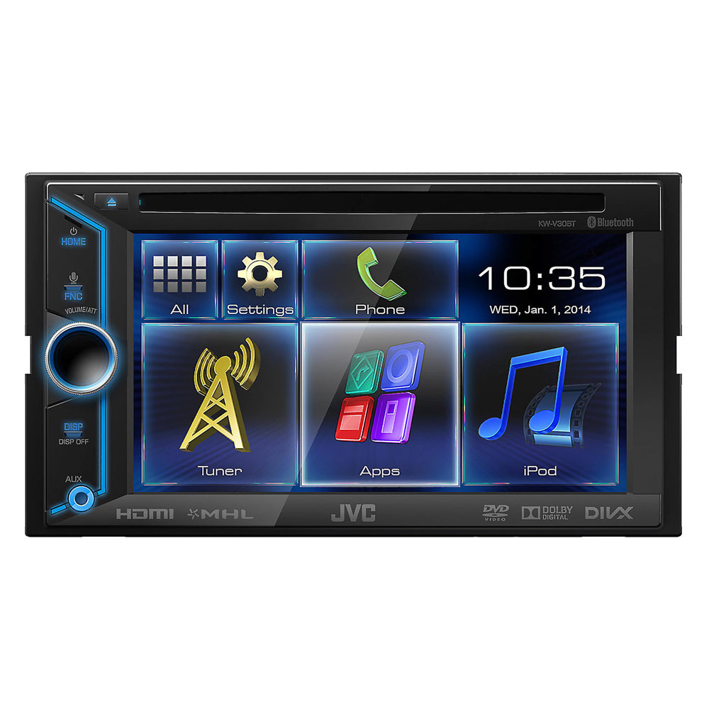JVC KW-V30BT Double DIN Car Stereo with Bluetooth, Apple CarPlay, Android Auto - Perfect for Hands-Free Calling & Streaming Music in Your Vehicle