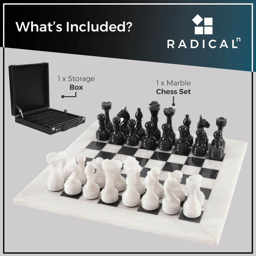 Premium Handmade Marble Chess Set with Storage Box - 15