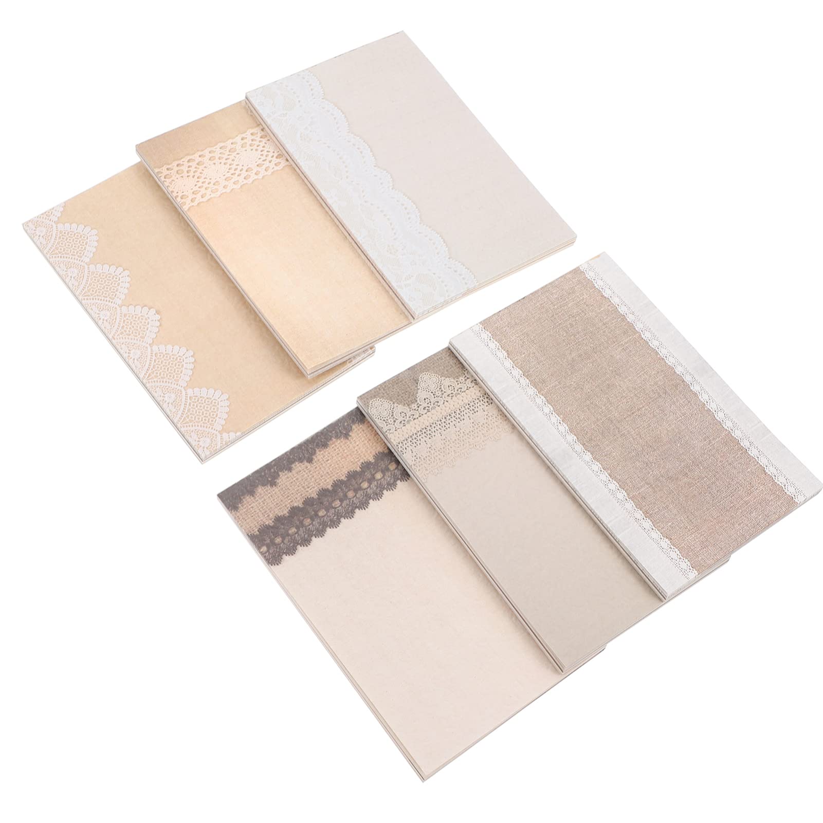 Rustic Burlap Memo Pads with Lace Design - 6 Pack (180 Sheets) for Office, School, Home & Gift Giving - Aesthetic Stationery Notepads for Journaling, Lists & Notes