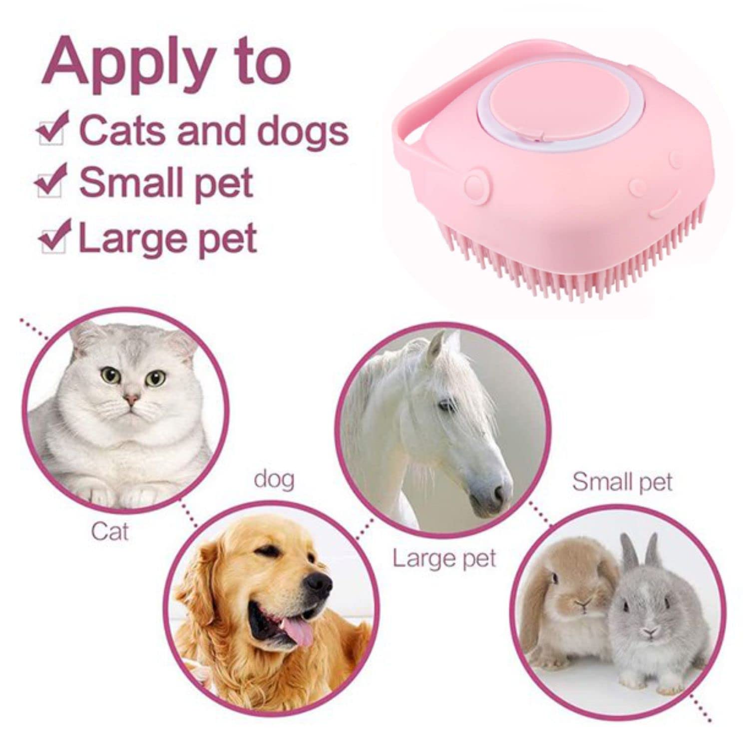SYGA Silicone Bath Brush for Baby Showers, Adults & Pets - Soft Skin Scrubber with Shampoo Filling, Back Massage & Exfoliating Towel (Pink) - Perfect for Infant Bath Time, Spa Days & Pet Grooming