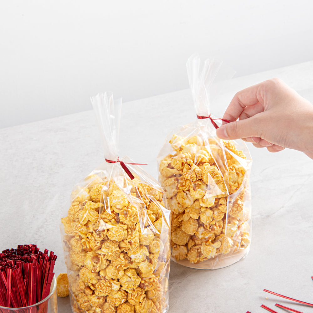 Premium Red Metallic Twist Ties for Bags - 500 Count Box | Secure Food Storage, Gift Wrapping & Organizing Cables