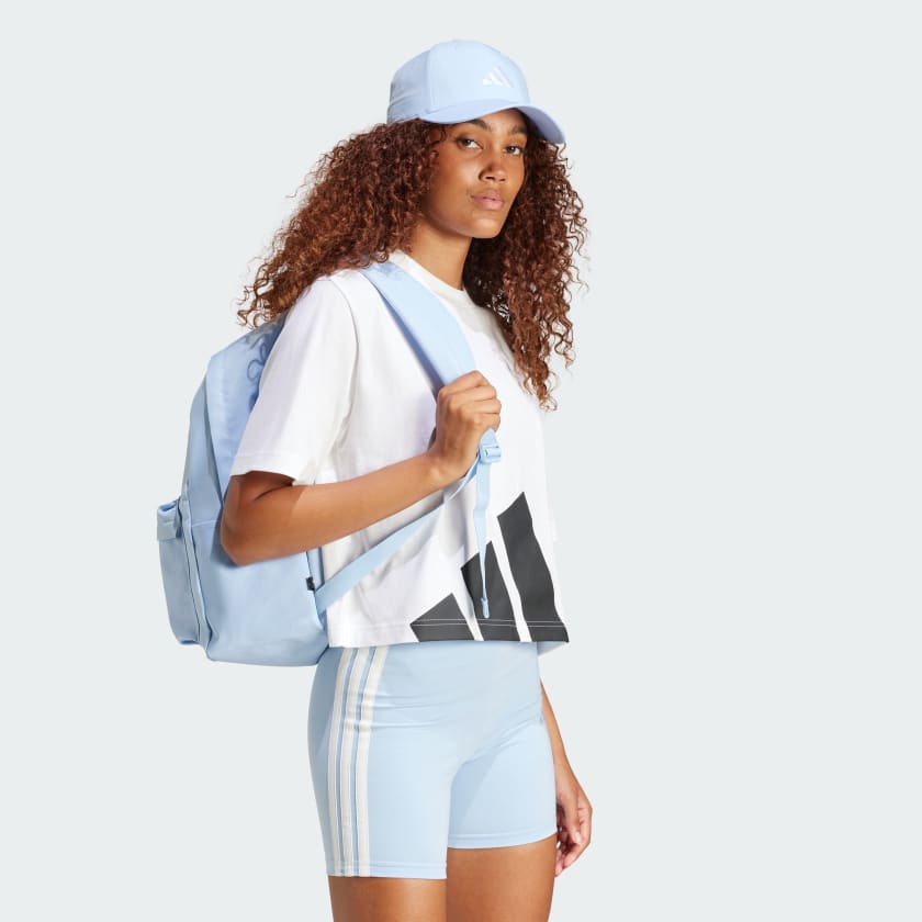 Adidas Bars Glow Blue & White Backpack - Lightweight School & Travel Backpack for Men & Women - Perfect for Gym, Hiking & Daily Commute