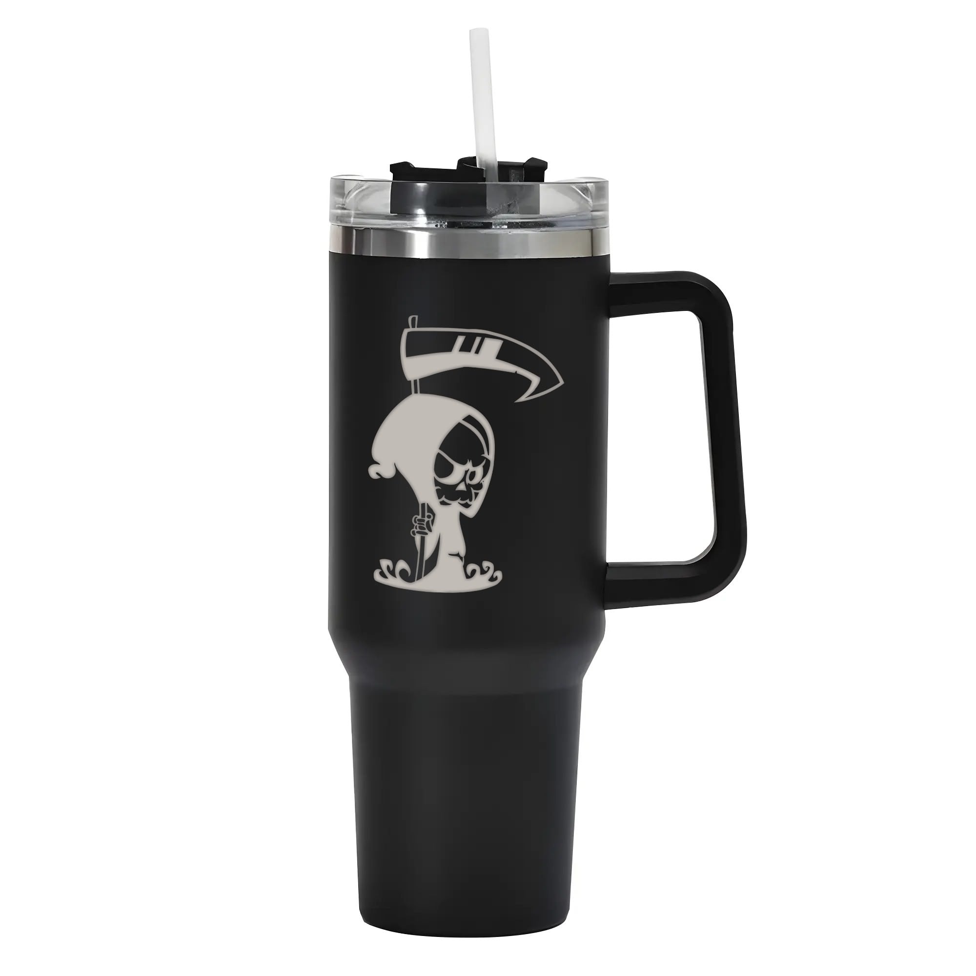 Lil Reaper 40oz Insulated Stainless Steel Tumbler with Handle & Straw Lid - Leakproof Travel Mug for Coffee, Tea & Cold Drinks | Perfect for Office, Gym, Camping & Outdoor Adventures