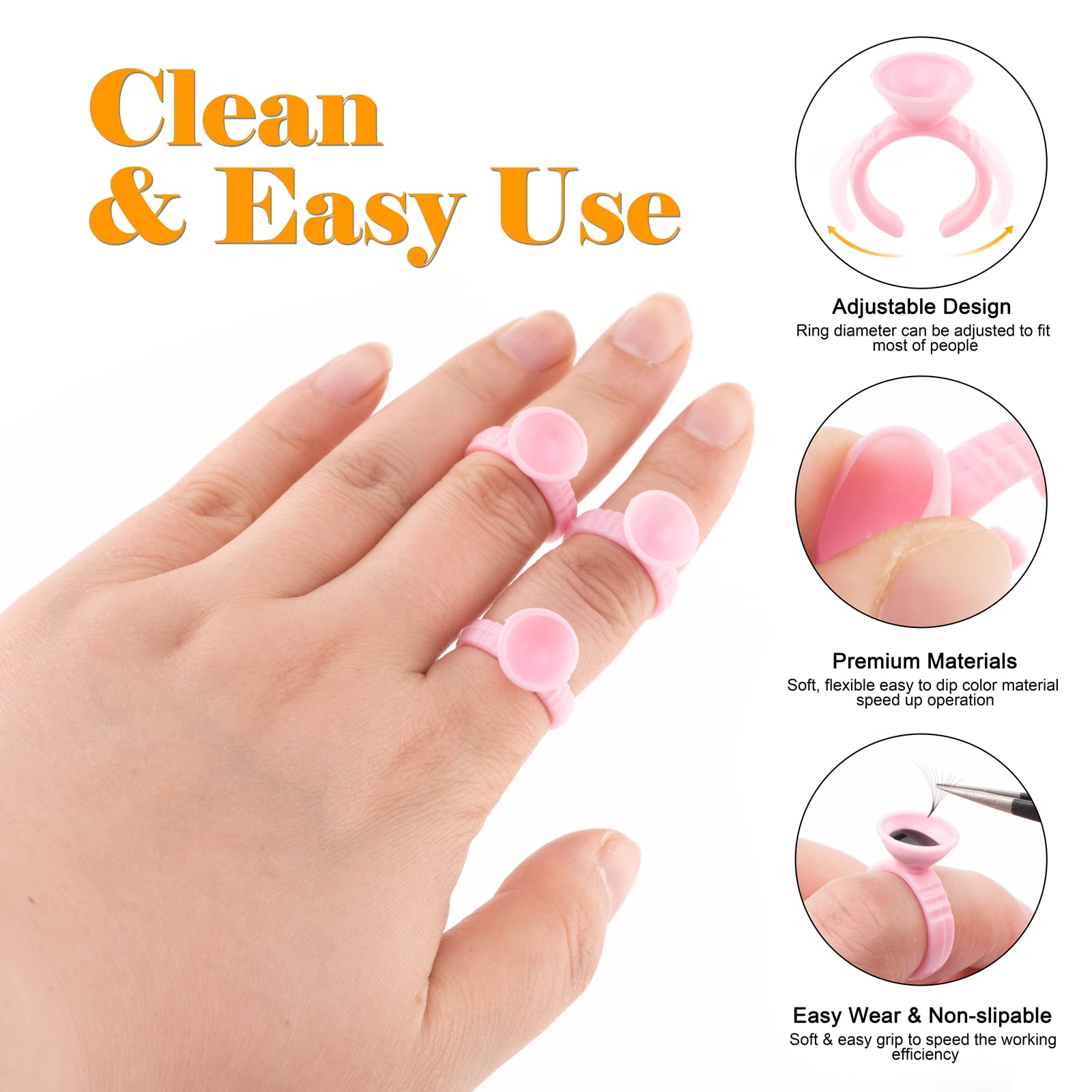 300PCS Pink Lash Glue Cups & Rings - Eyelash Extension Glue Holders for Professional Lash Artists | Durable Makeup Rings for Nail Art & Lash Application Tools | Perfect for Salon, Home Use & Beauty Professionals