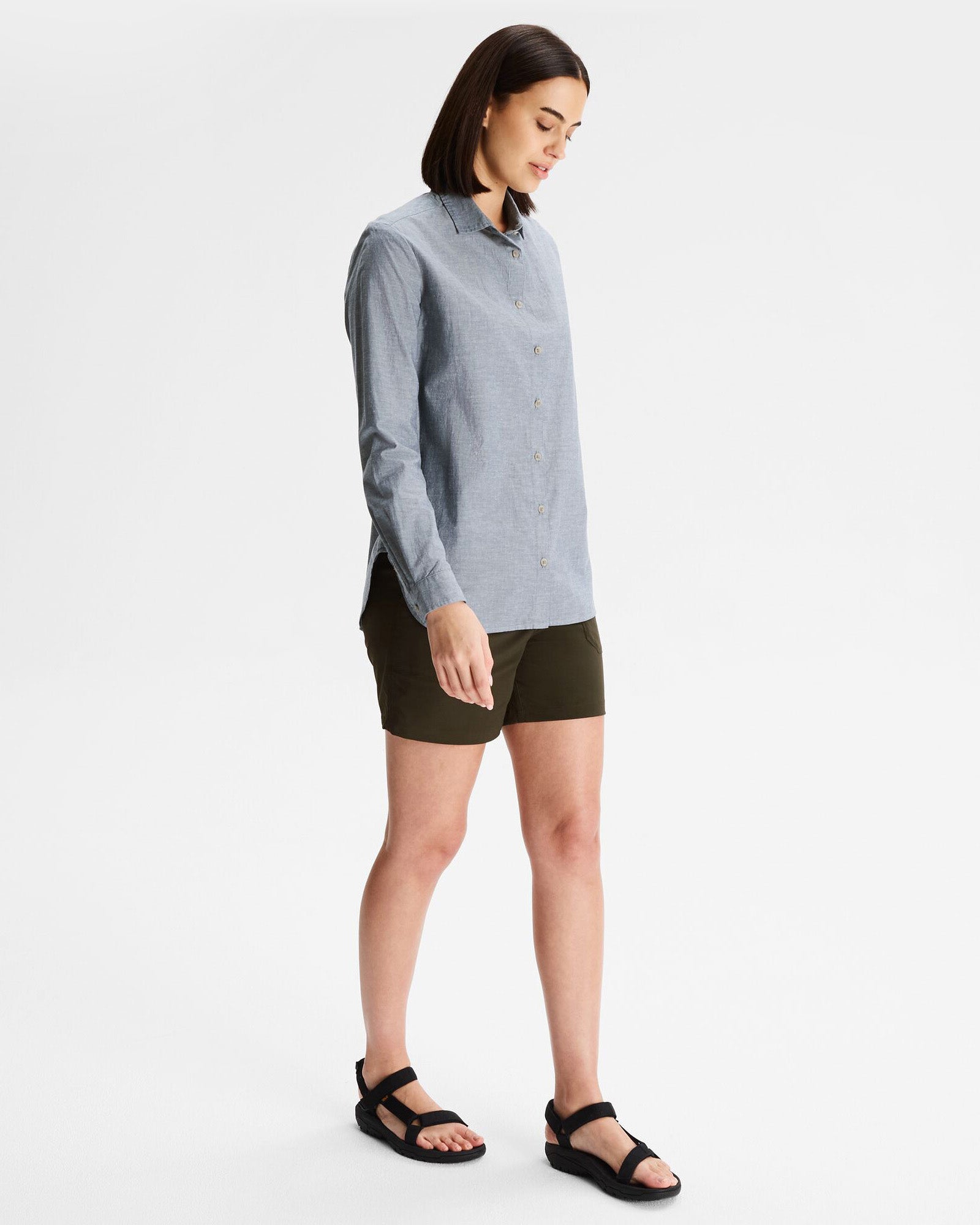 Women's Flaxton LT Long Sleeve Shirt - Chambray Blue | Casual Button Down Top for Work, Office & Everyday Wear