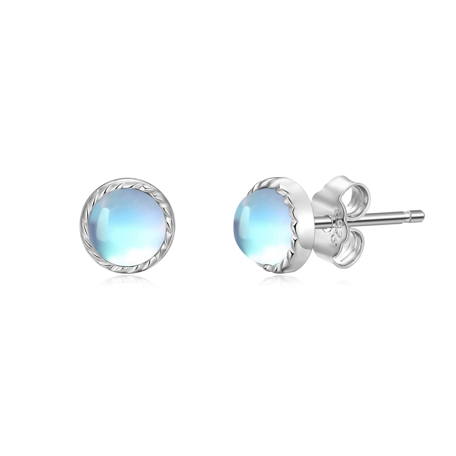 925 Sterling Silver Turquoise & Moonstone Stud Earrings for Women – 5mm/6mm/7mm Sizes – Elegant Gift for Women & Girls – Perfect for Everyday Wear, Parties & Special Occasions