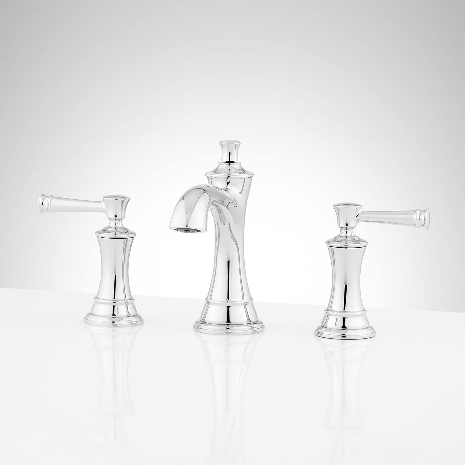 Signature Hardware 447941 Beasley 1.2 GPM Widespread Bathroom Faucet with Pop-Up Drain Assembly in Chrome - Modern Water-Saving Bathroom Sink Faucet for Vanity, Powder Room & Guest Bath Installation