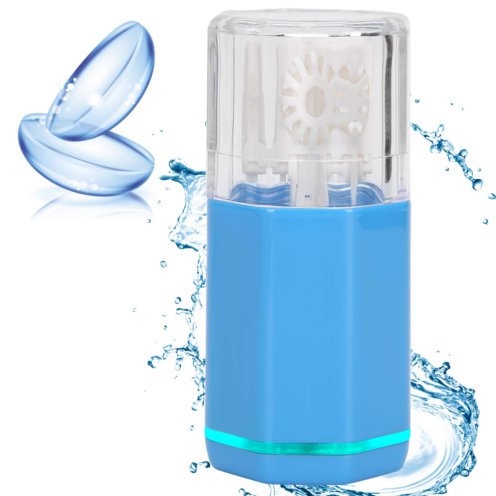 Ultrasonic Automatic Contact Lens Cleaner Case - Mini Cute Blue Lens Storage Box with Cleaning Function for Daily Eye Care | Perfect for Travel, Home & Office Use