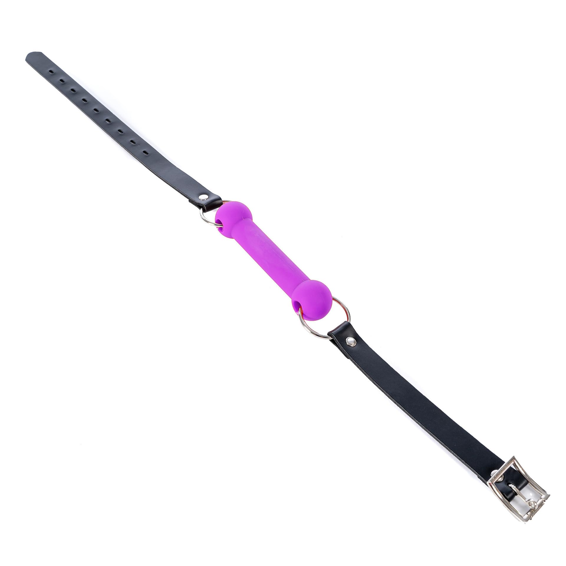 Adjustable Elastic Bondage Restraints - Open Mouth Silicone Bar Gag Muzzle for BDSM & Couples Play - Purple Bite Gag for Sensory Play & Roleplay Scenes