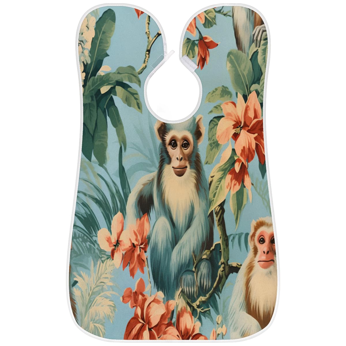Original Monkey with Flowers Beard Shaving Bib for Men - Waterproof Barber Apron for Hair Dye, Makeup & Beard Trimming - Sink Hair Catcher & Styling Cape - Perfect Gift for Barbers & DIY Grooming at Home
