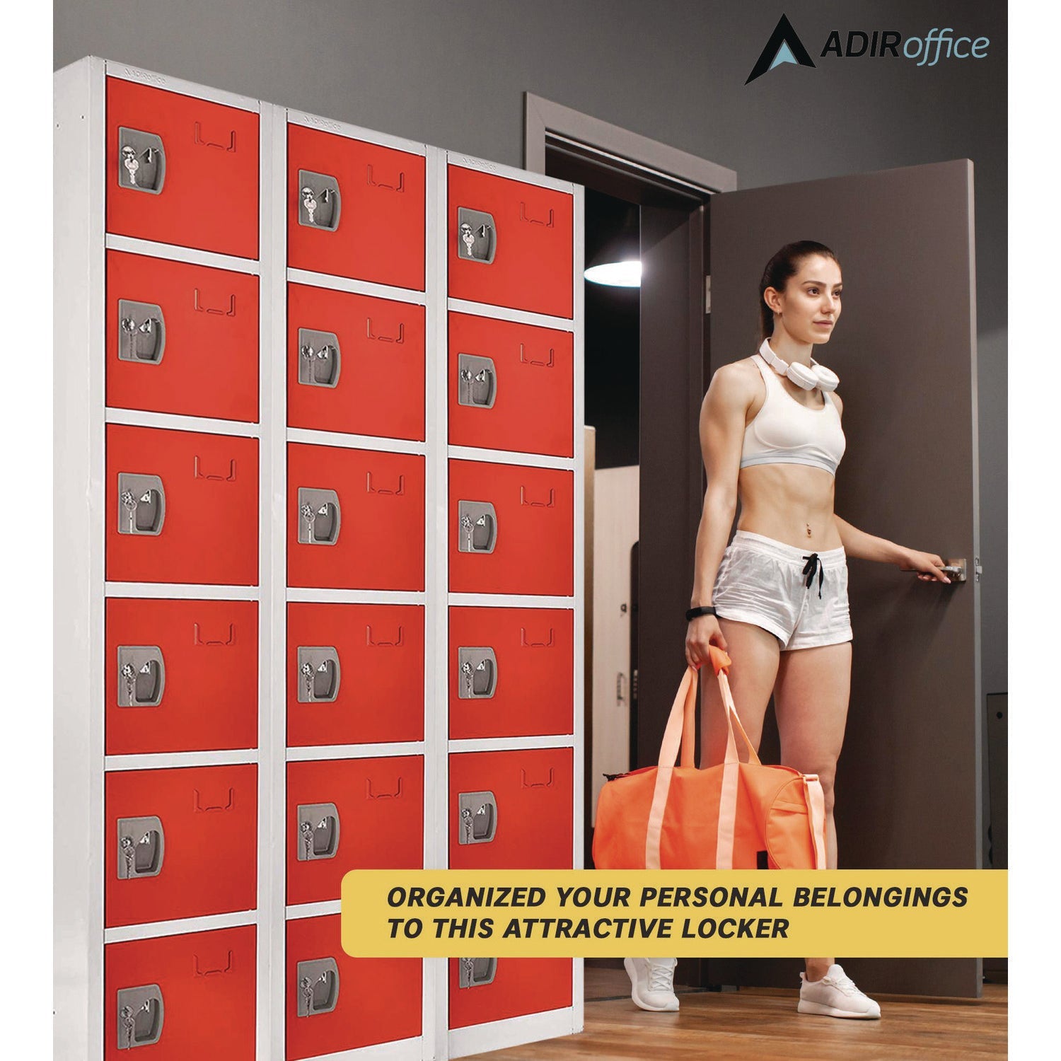 Steel Storage Locker with 6 Compartments - 12 x 12 x 72 Inches, Red - Heavy Duty Metal Locker for Office, School, Gym & Warehouse Organization
