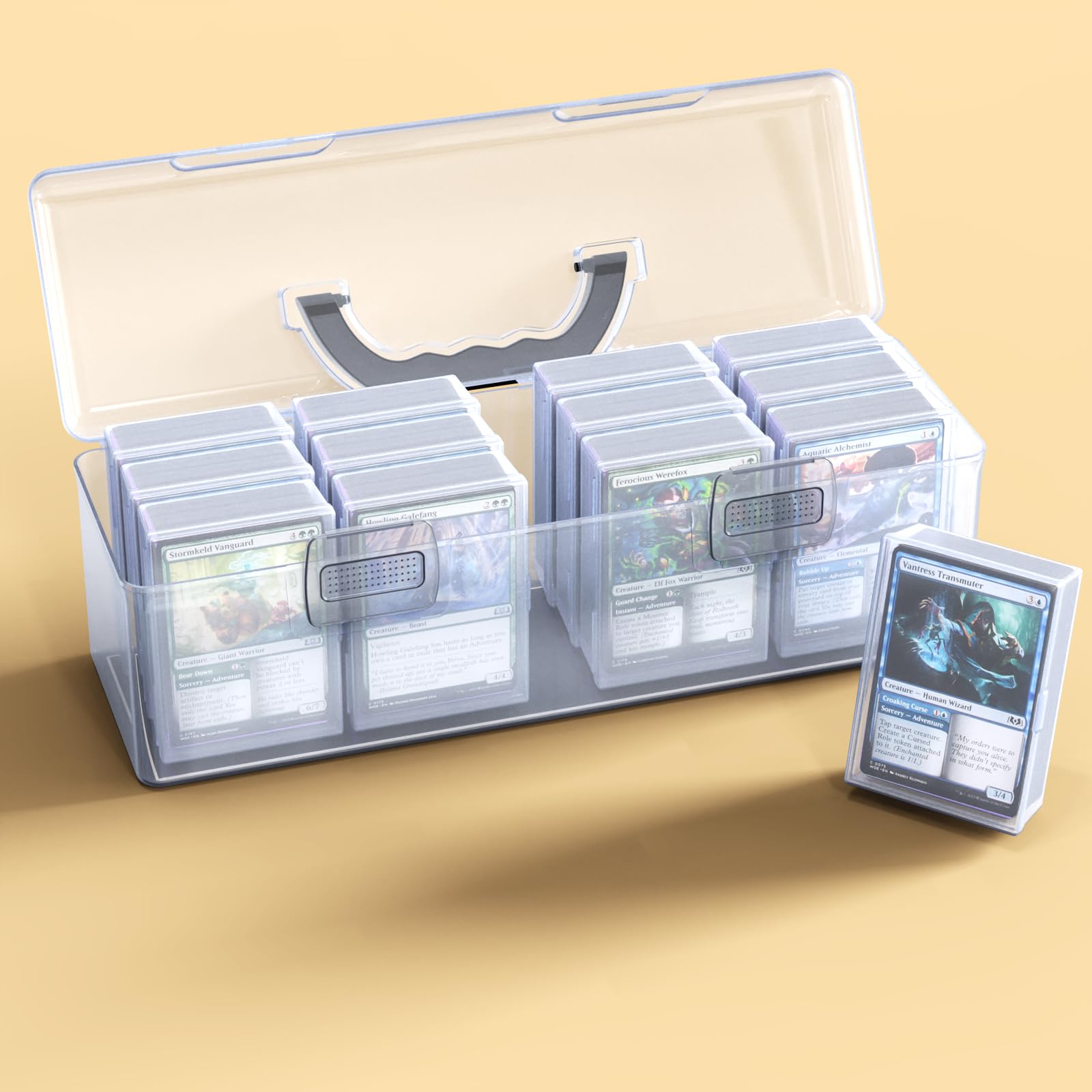 Premium Trading Card Storage Box - 14-Piece Plastic Organizer Set Holds 900+ Sports & Collectible Cards | Durable, Portable Card Holder for Baseball, Pokemon, MTG | Perfect for Collectors, Tournaments & Home Display